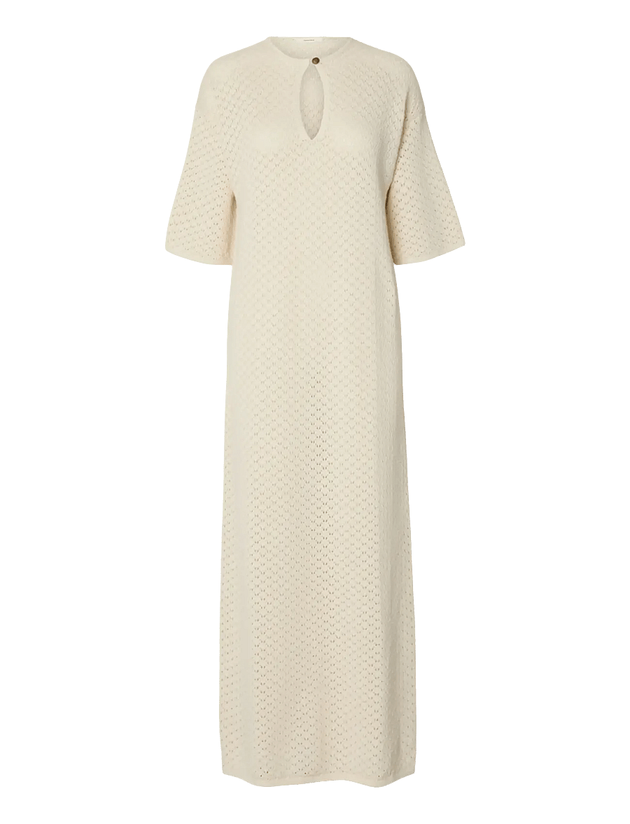 Selected - SLFIVY 2/4 KNIT STRUCTURE DRESS - strickkleider - birch - 0