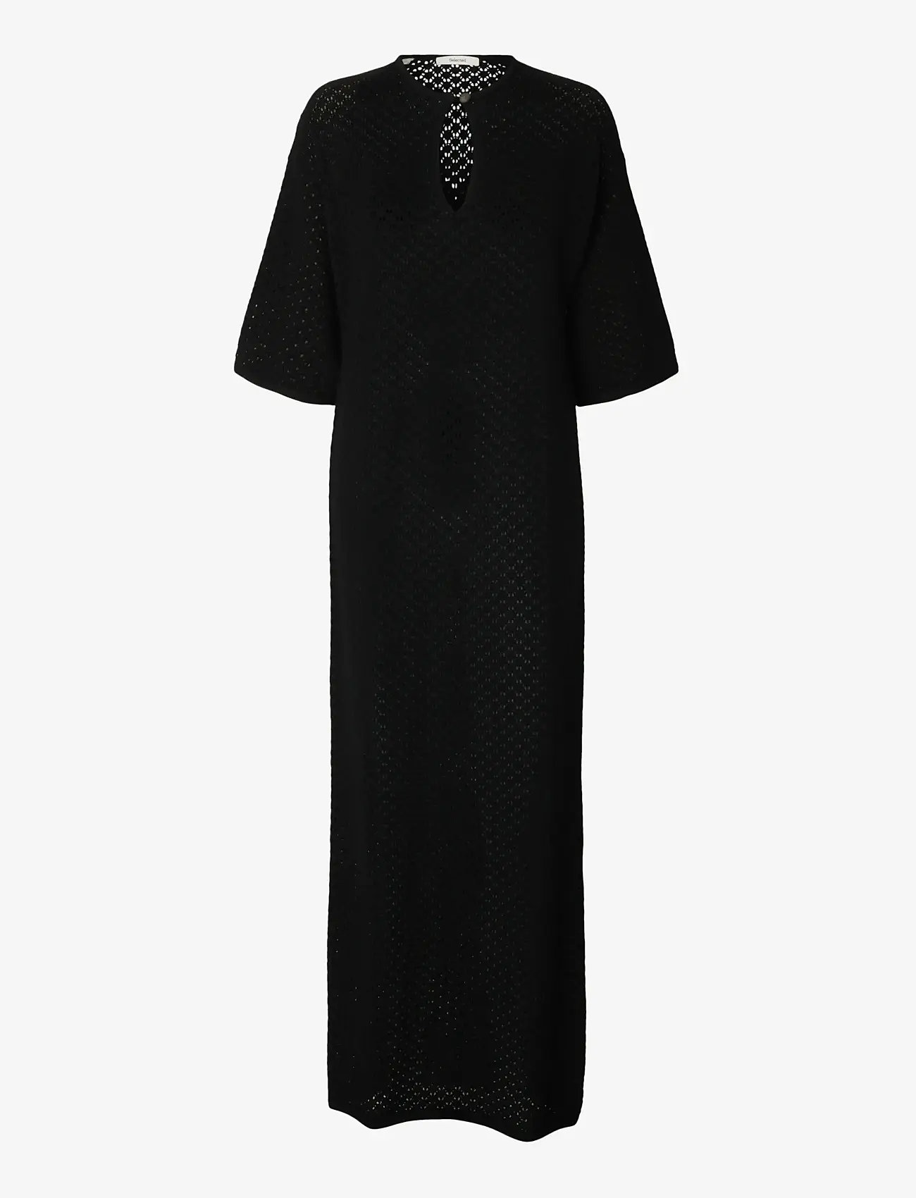 Selected - SLFIVY 2/4 KNIT STRUCTURE DRESS - kootud kleidid - black - 0