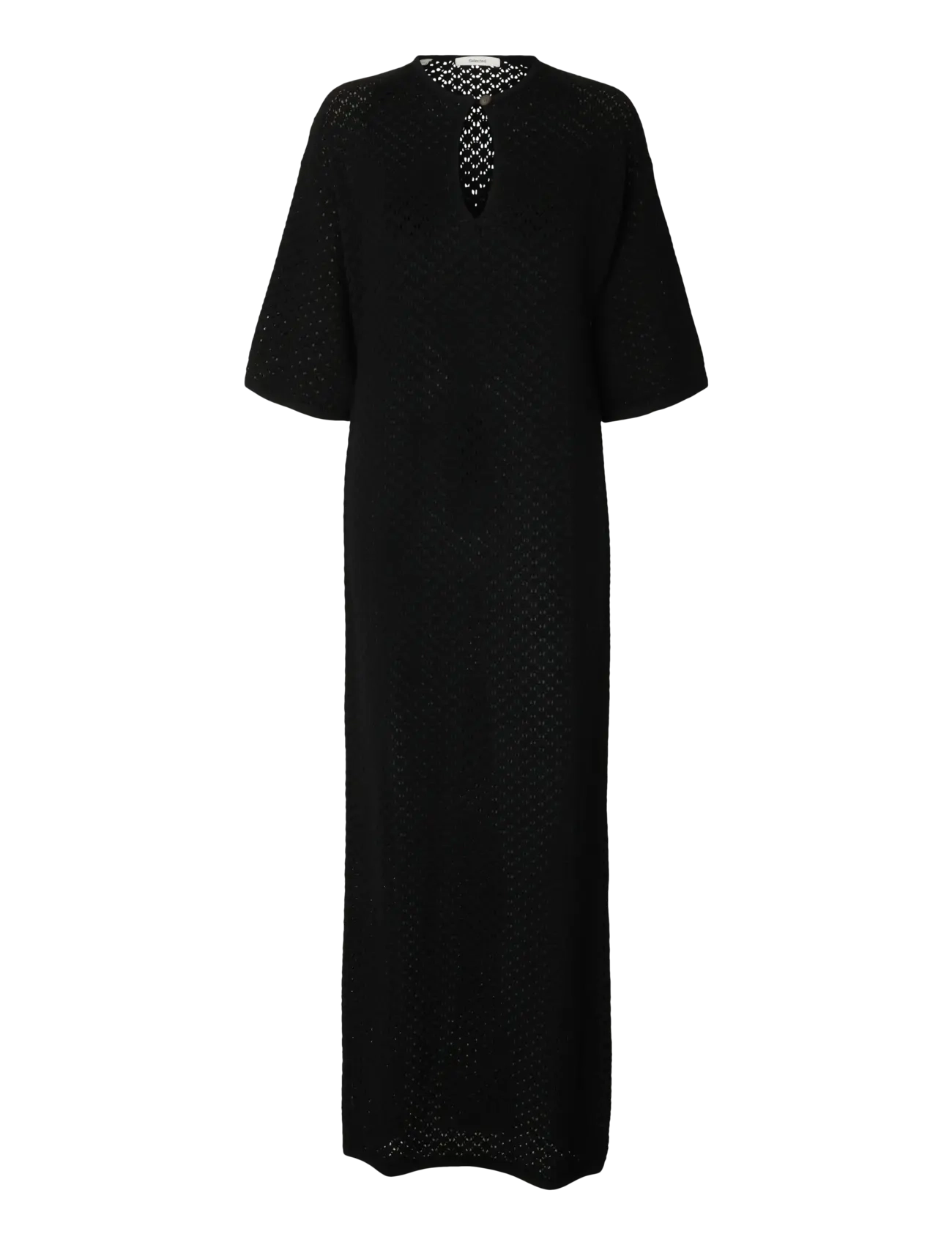 Selected SLFIVY 2/4 KNIT STRUCTURE DRESS - Strickkleider - BLACK / black
