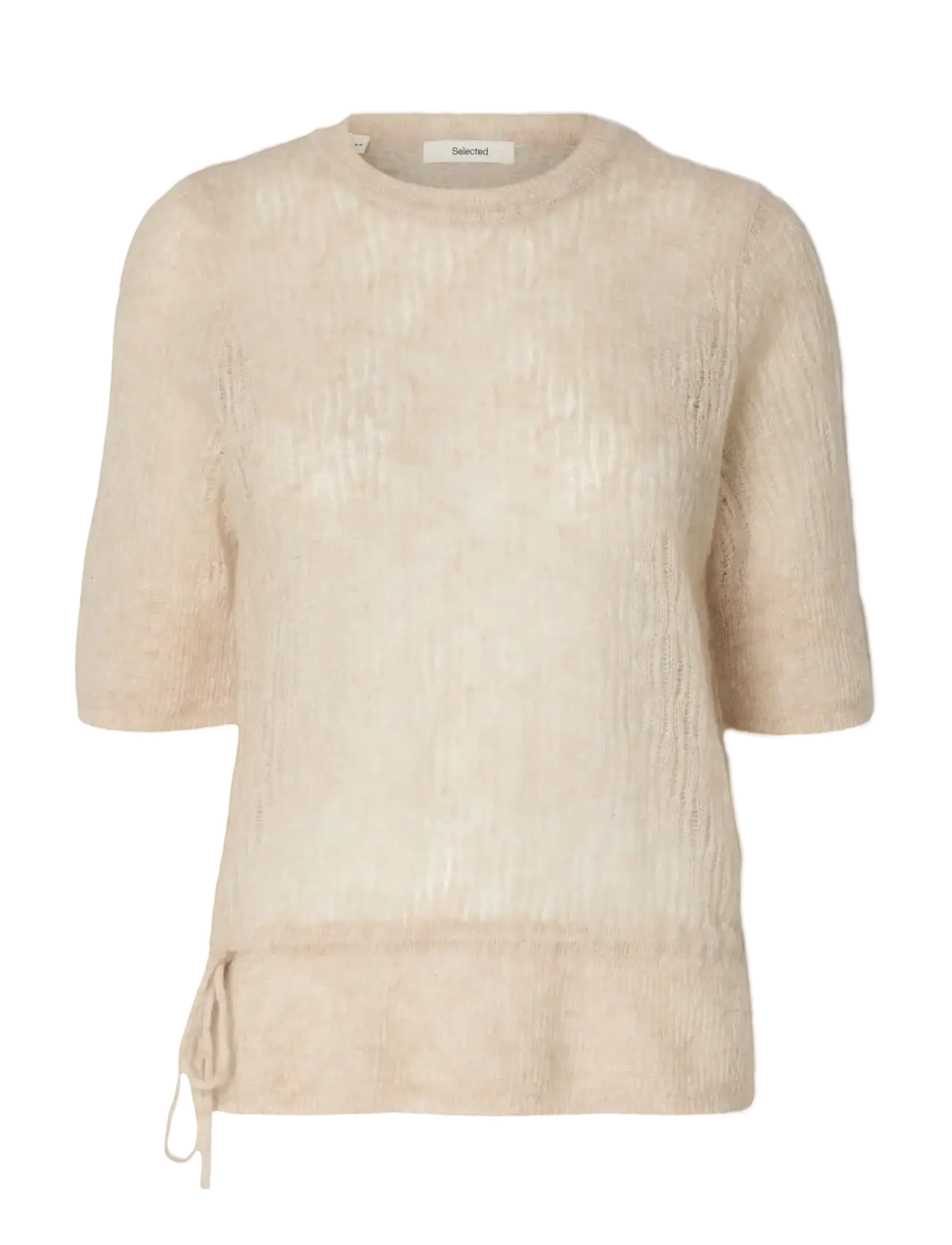 Selected SLFMAYER 2/4 KNIT O-NECK - Kudumid - BIRCH / beige
