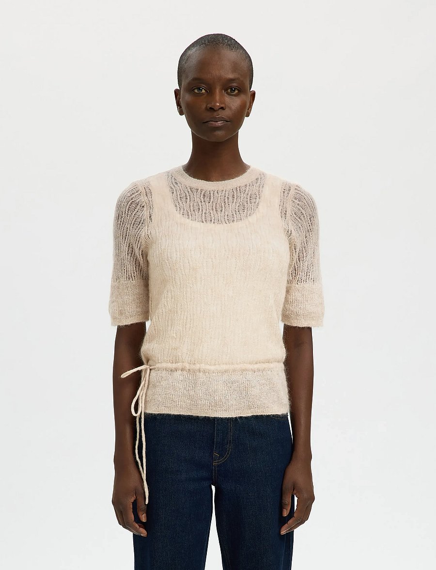 Selected - SLFMAYER 2/4 KNIT O-NECK - pullover - birch - 0