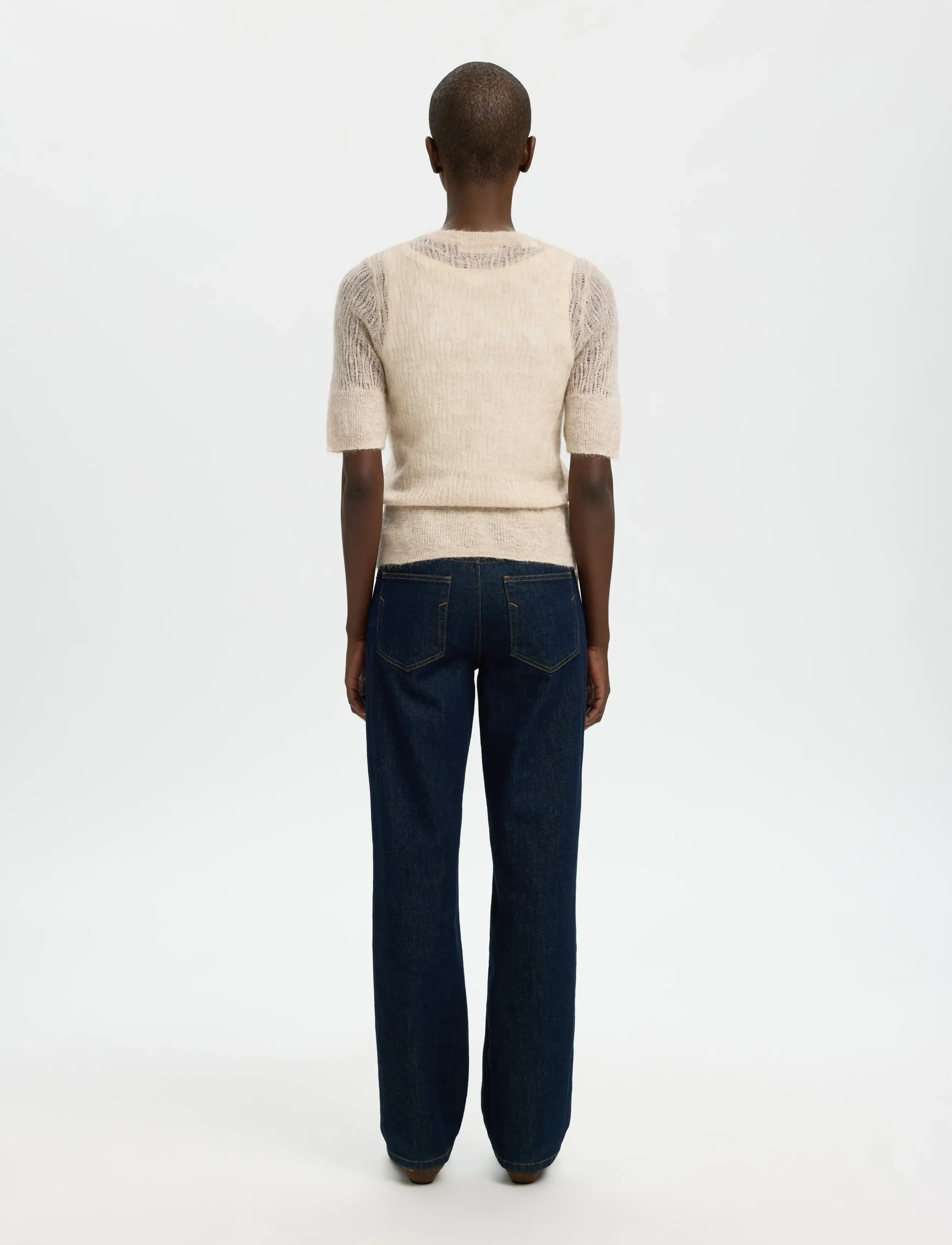 Selected - SLFMAYER 2/4 KNIT O-NECK - stickade tröjor - birch - 2