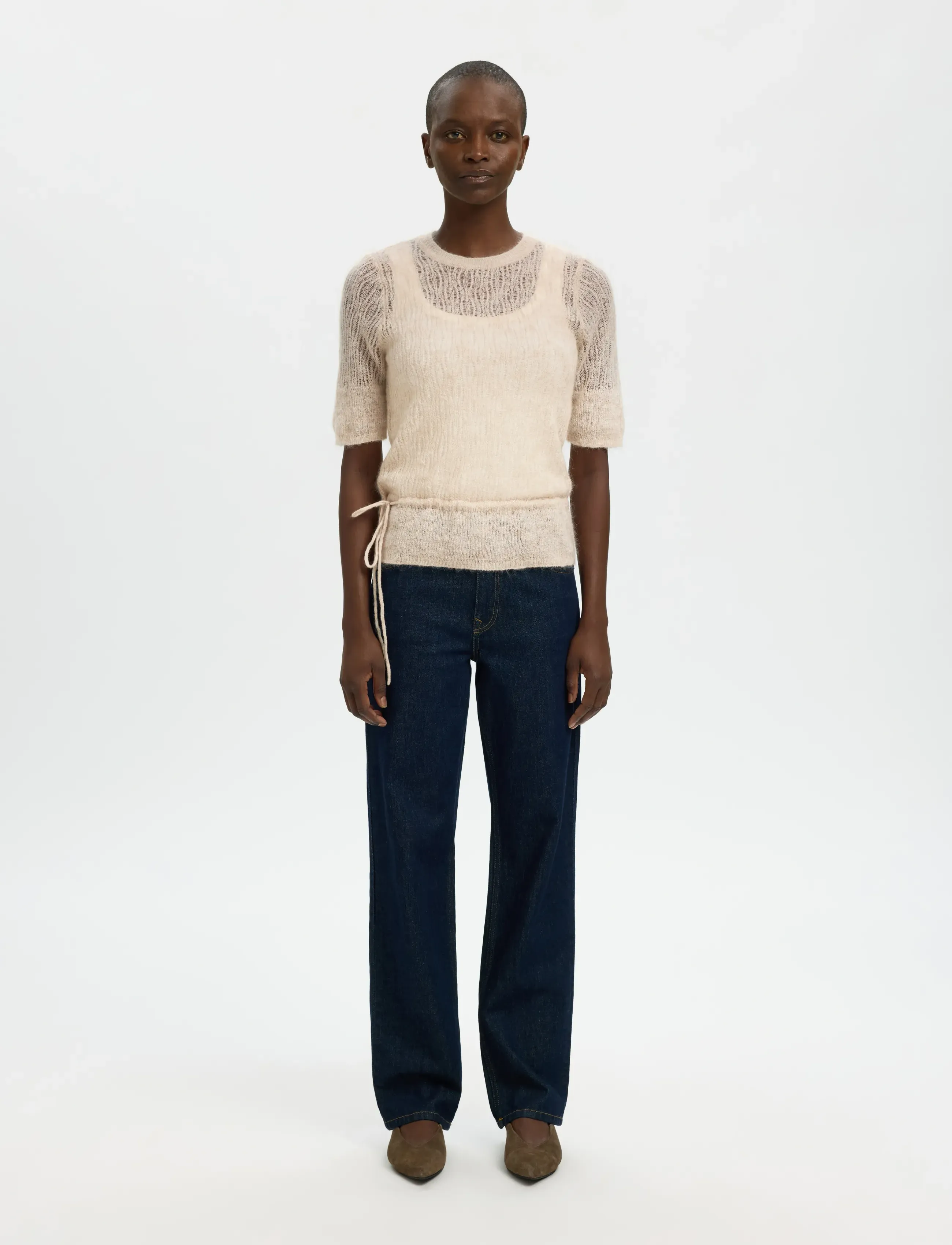 Selected - SLFMAYER 2/4 KNIT O-NECK - stickade tröjor - birch - 3