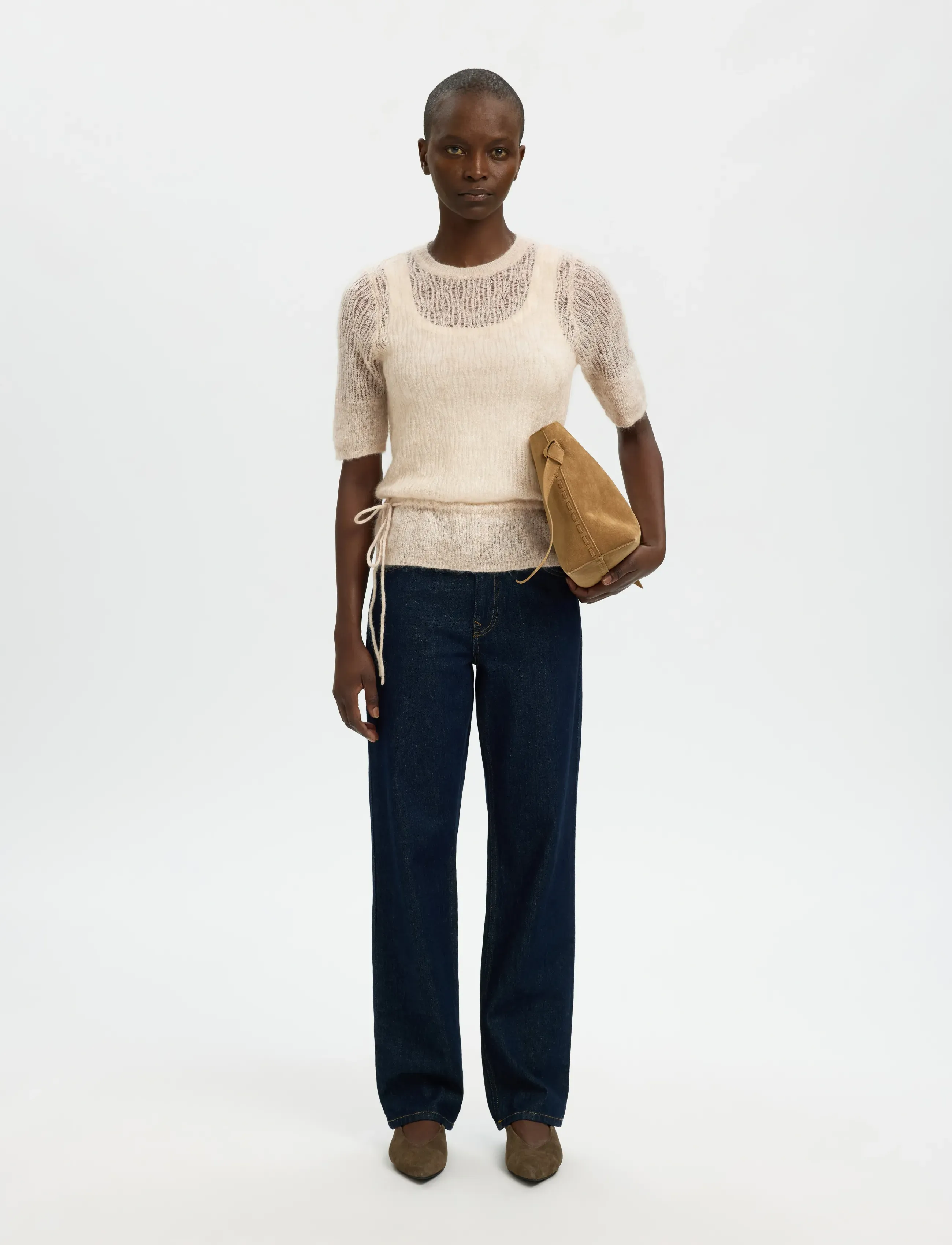 Selected - SLFMAYER 2/4 KNIT O-NECK - stickade tröjor - birch - 5