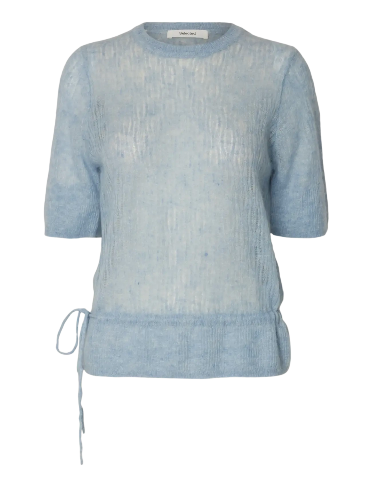 Selected SLFMAYER 2/4 KNIT O-NECK - Transitional Layering - DUSTY BLUE / blue