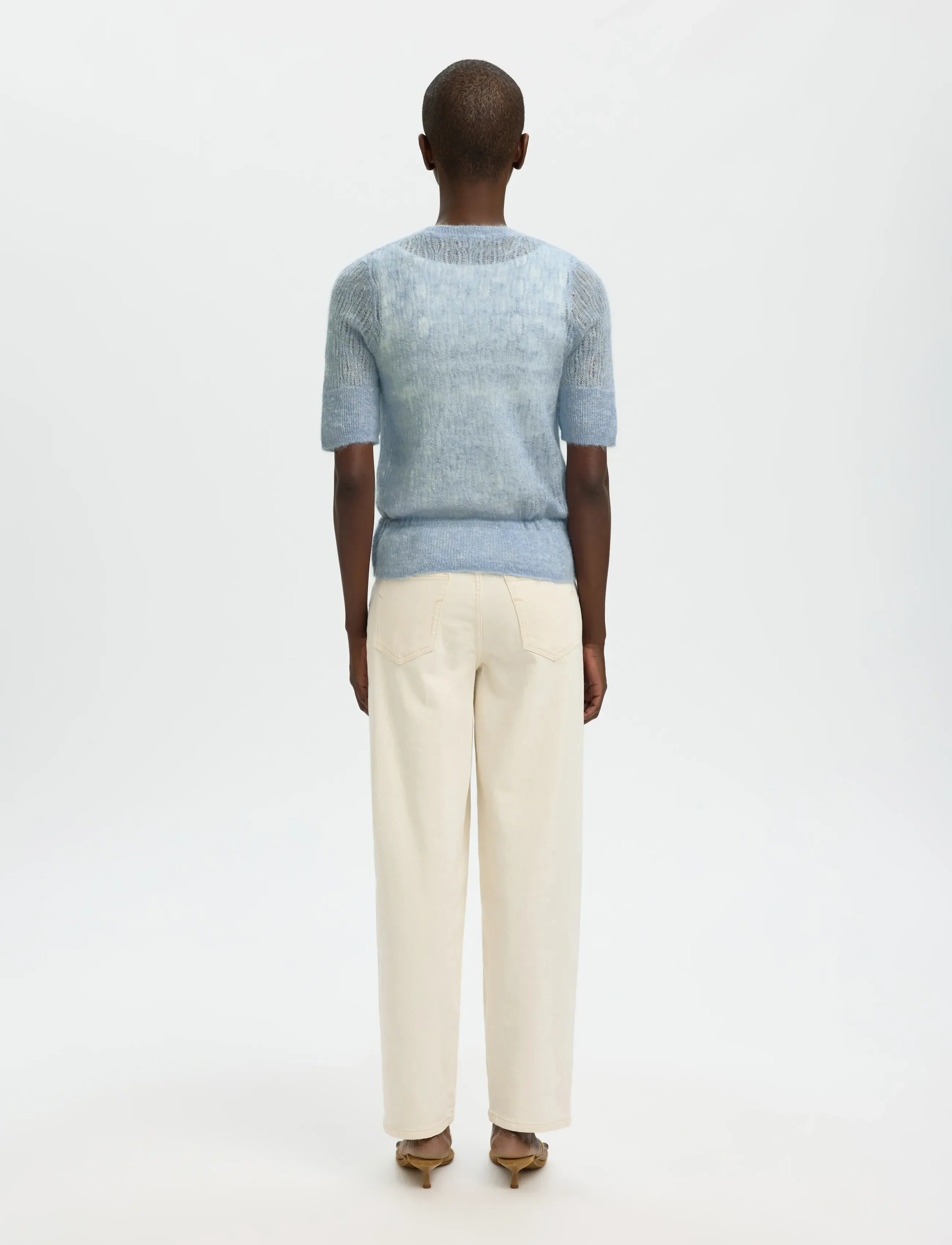 Selected - SLFMAYER 2/4 KNIT O-NECK - jumpers - dusty blue - 2