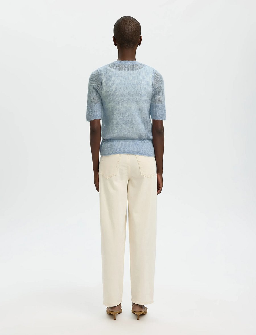 Selected - SLFMAYER 2/4 KNIT O-NECK - stickade tröjor - dusty blue - 2