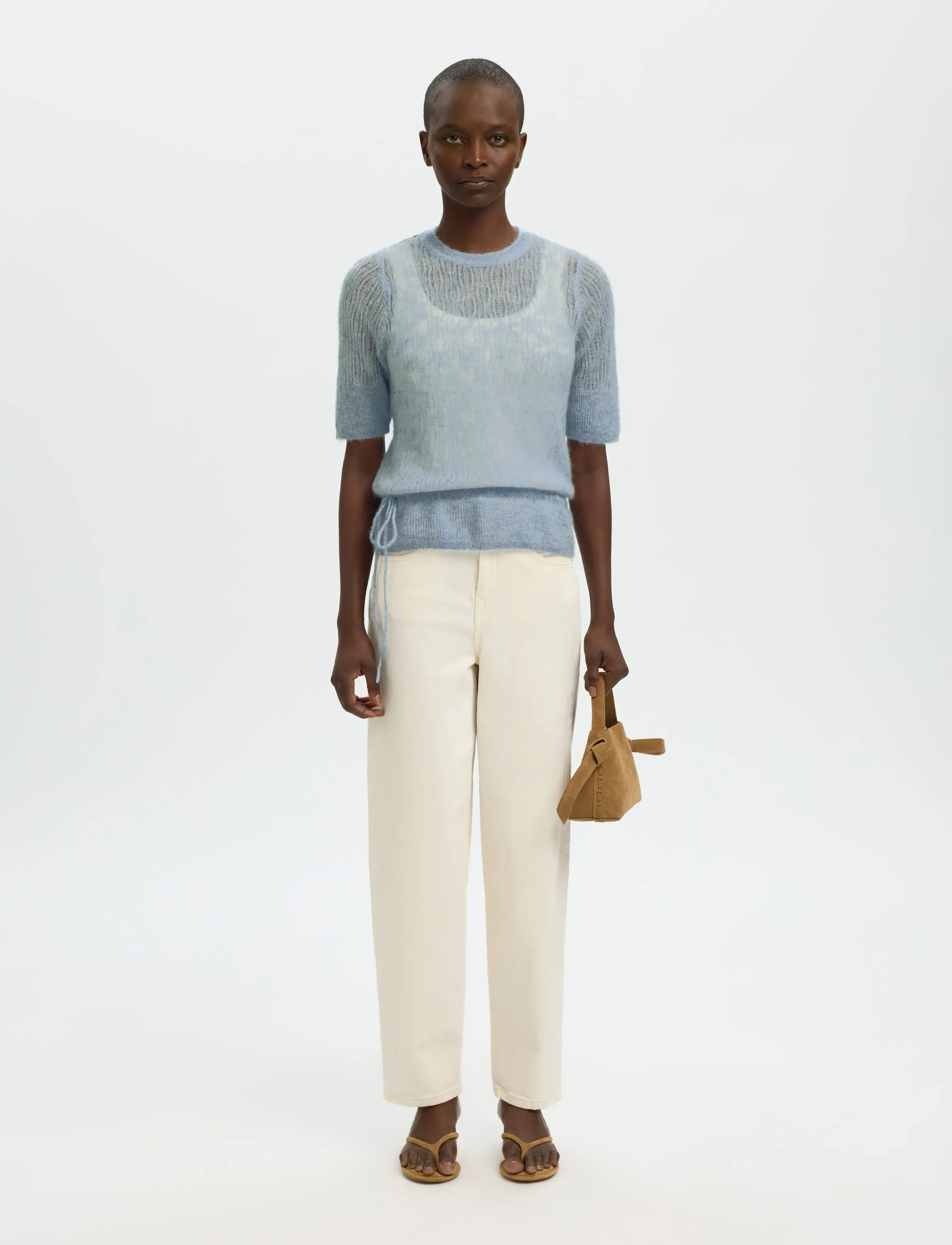 Selected - SLFMAYER 2/4 KNIT O-NECK - jumpers - dusty blue - 3