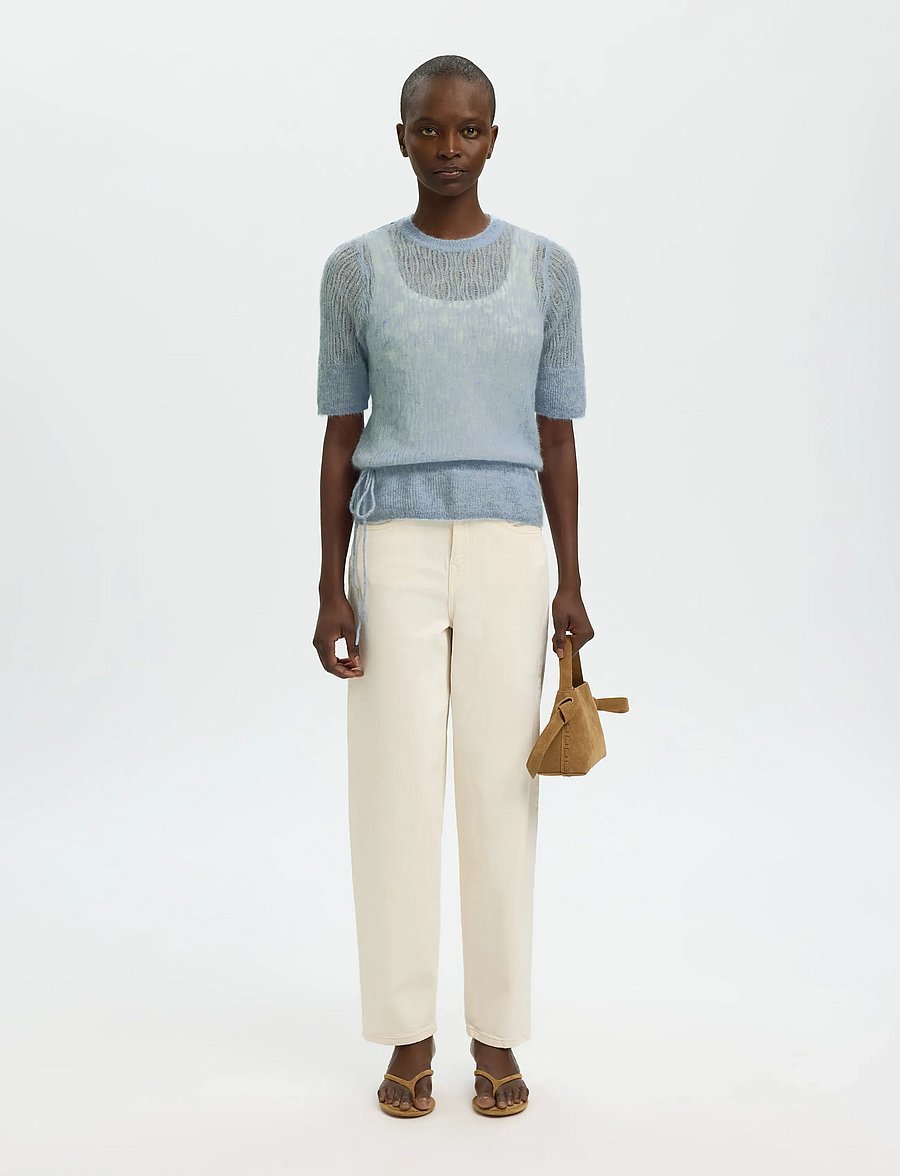 Selected - SLFMAYER 2/4 KNIT O-NECK - stickade tröjor - dusty blue - 3