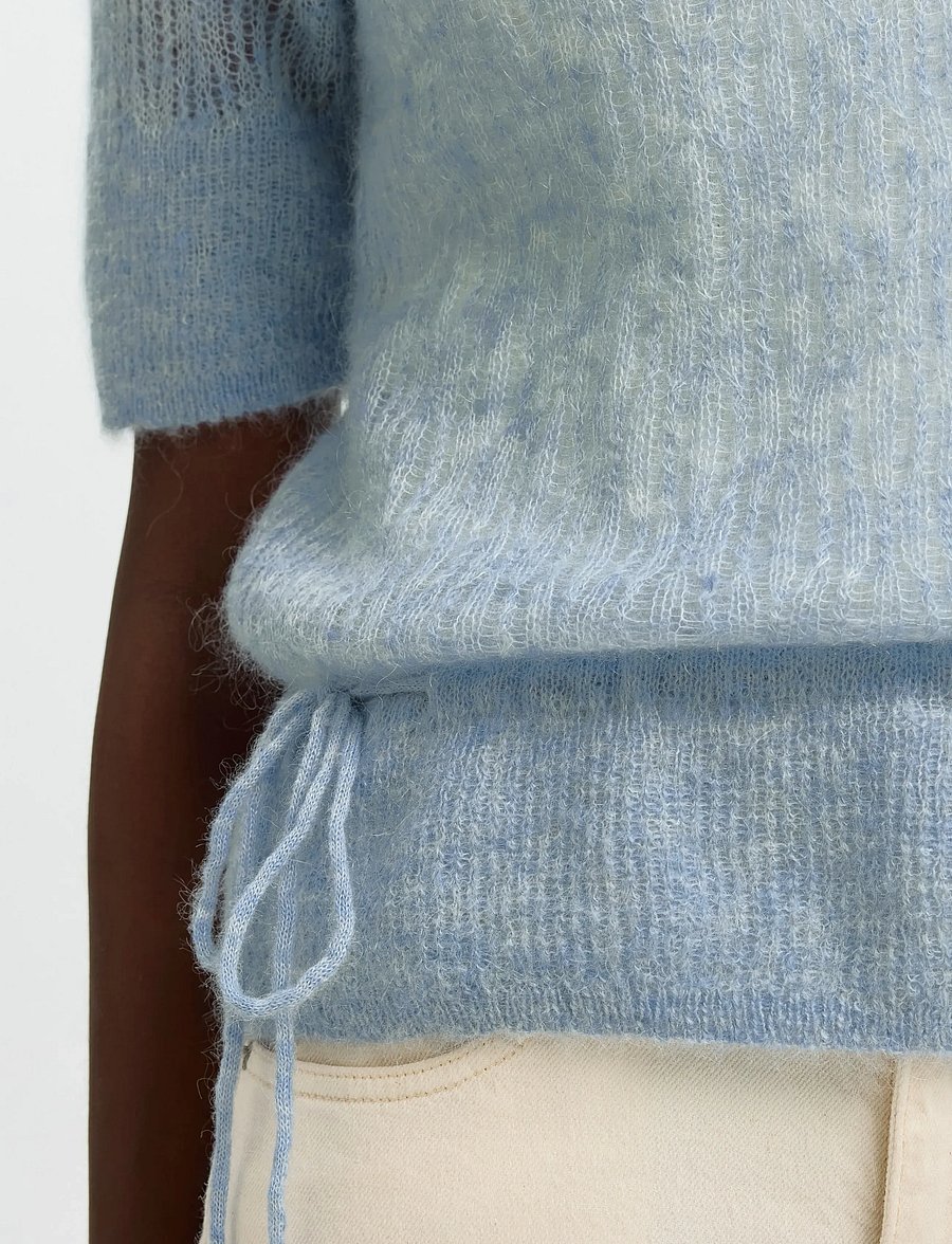 Selected - SLFMAYER 2/4 KNIT O-NECK - stickade tröjor - dusty blue - 4