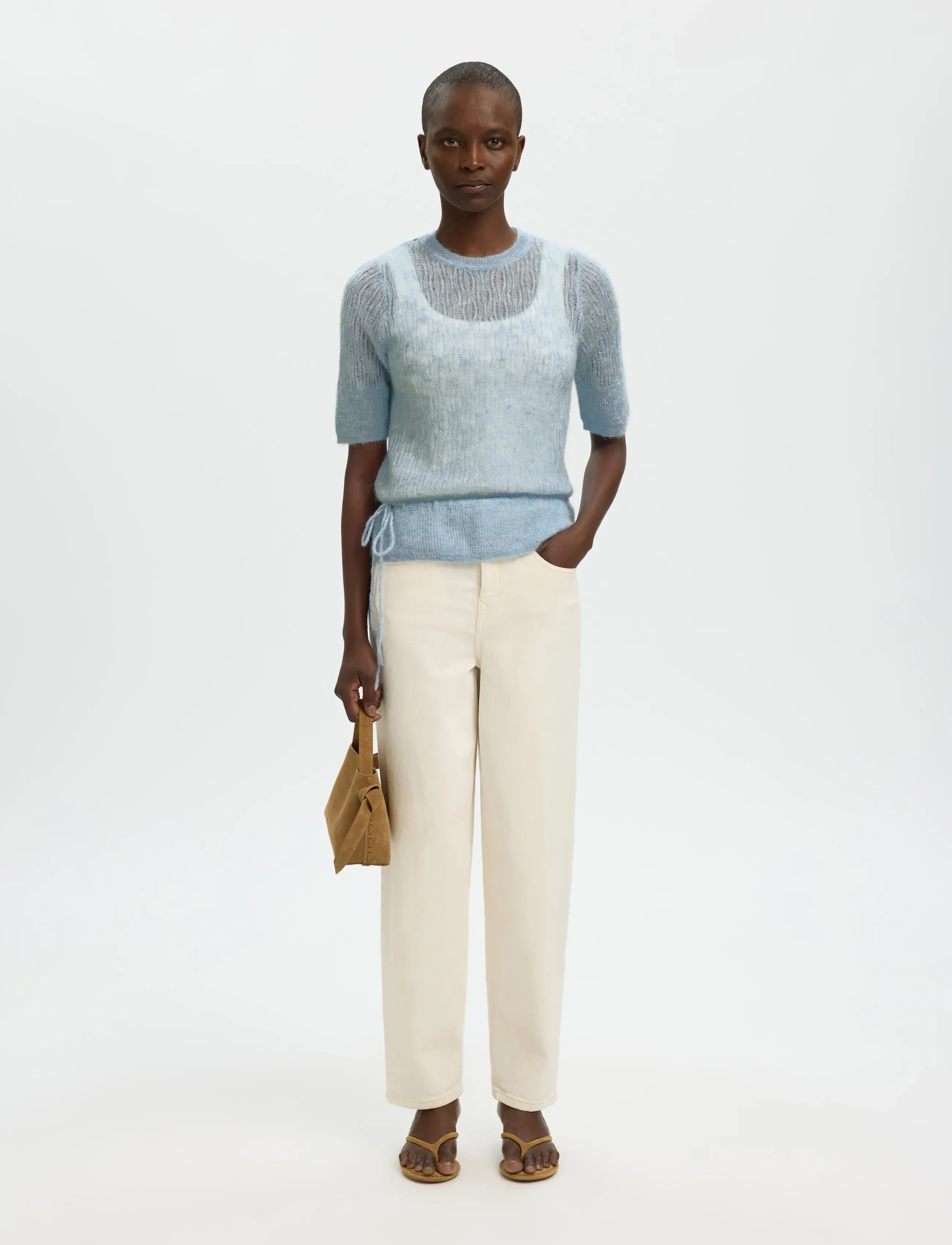 Selected - SLFMAYER 2/4 KNIT O-NECK - jumpers - dusty blue - 5
