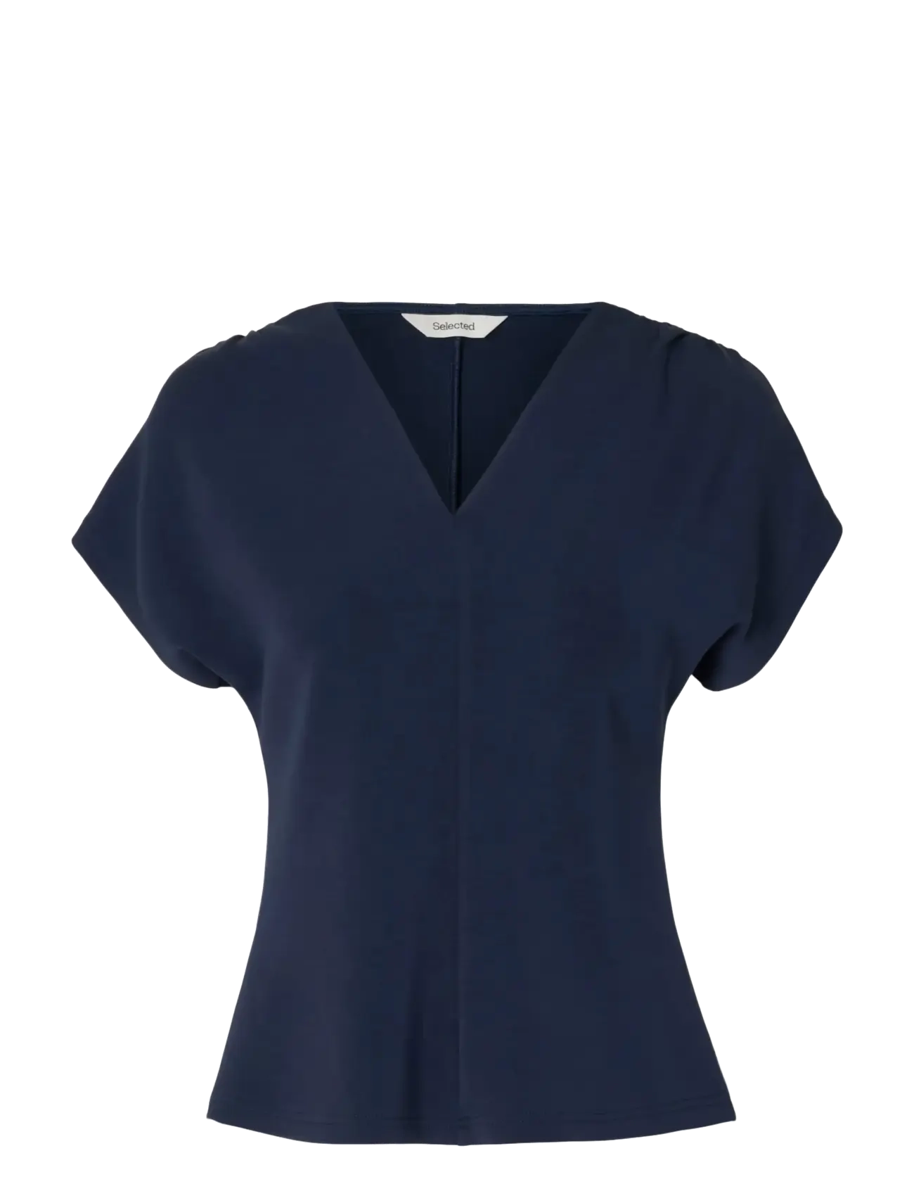 Selected SLFTENNY SS V-NECK GATHERED TOP NOOS - Selected - DARK SAPPHIRE / navy
