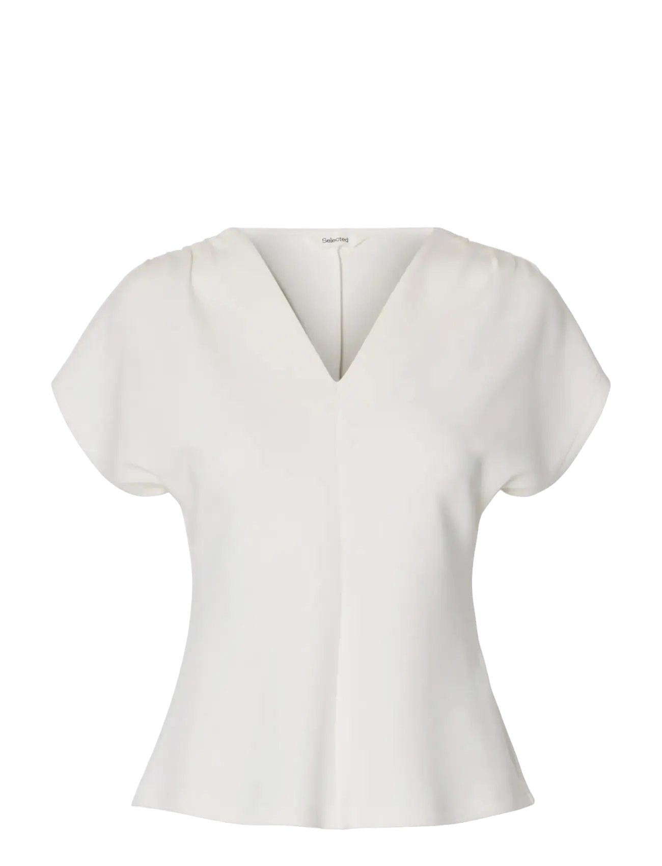 Selected SLFTENNY SS V-NECK GATHERED TOP NOOS - Selected - SNOW WHITE / white