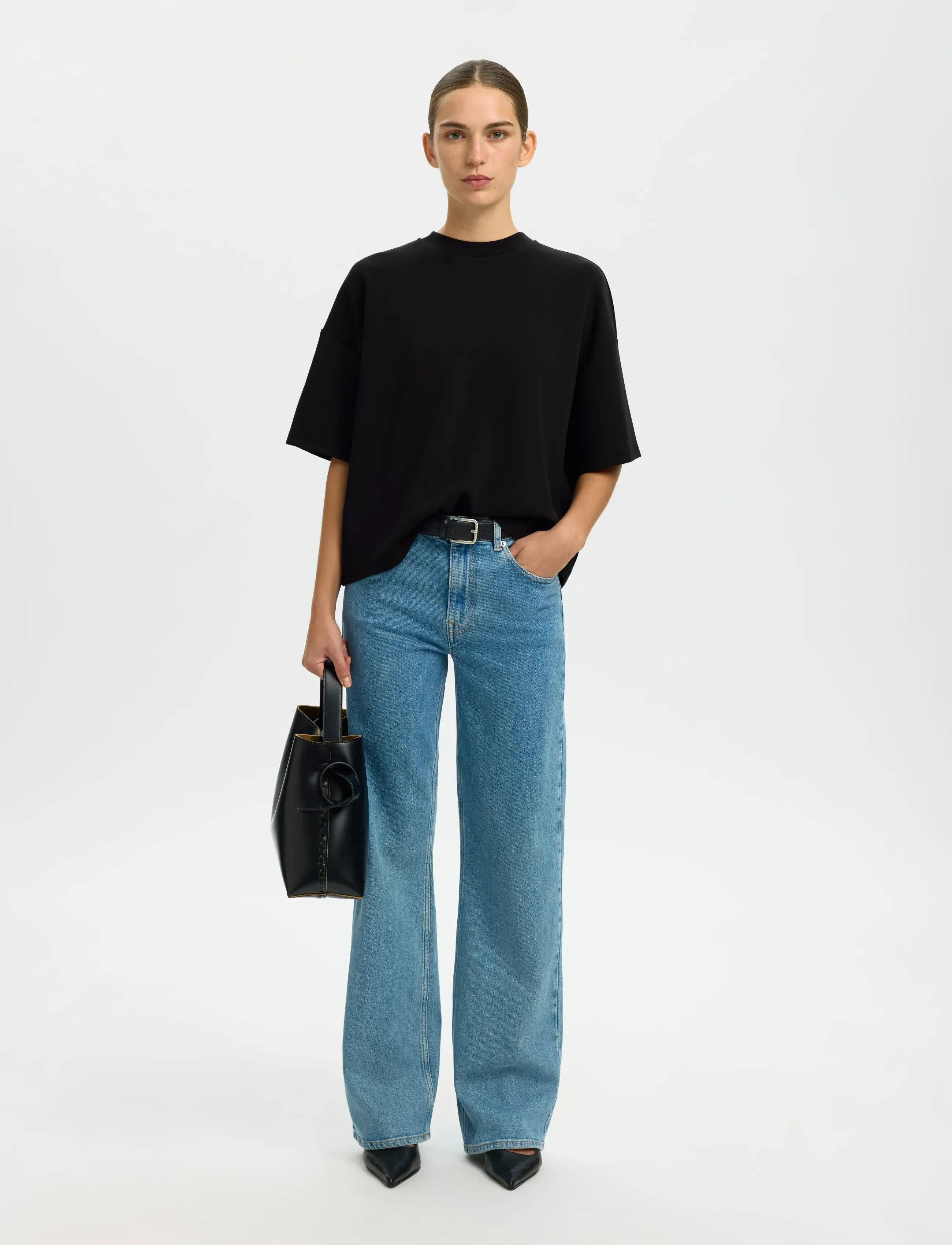 Selected - SLWOVERSIZED TENNY TEE NOOS - t-shirts - black - 5