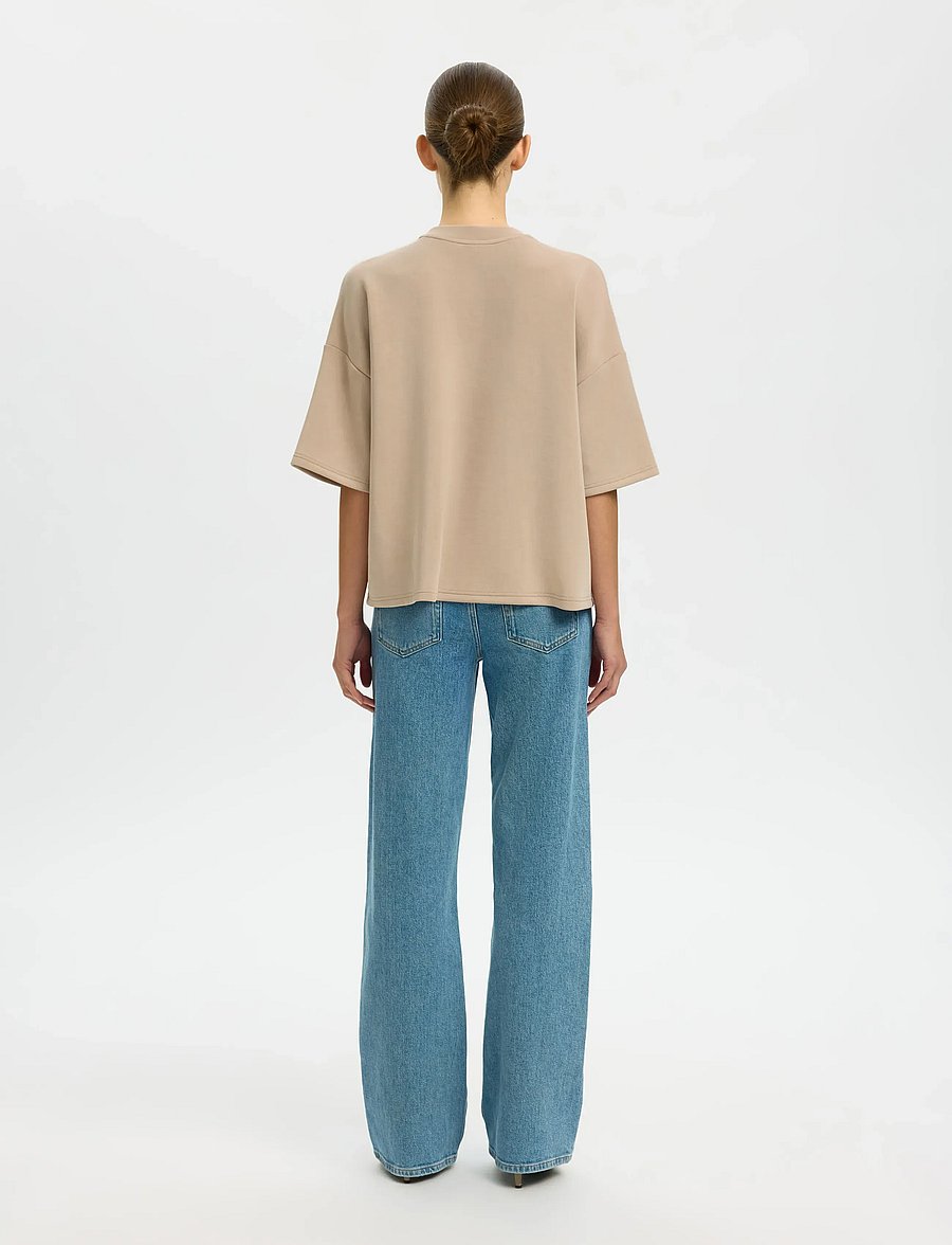 Selected - SLWOVERSIZED TENNY TEE NOOS - t-shirts - pure cashmere - 2