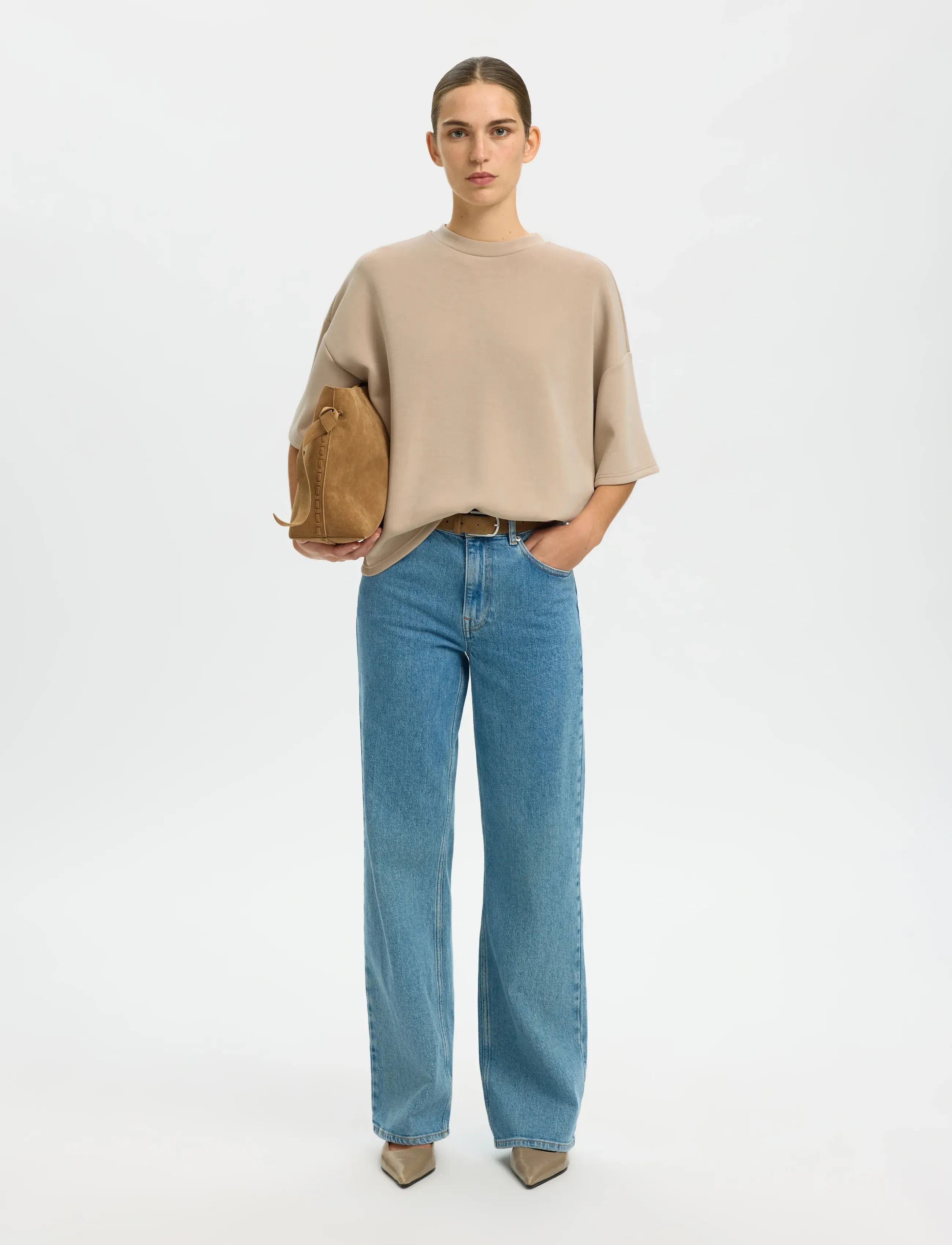 Selected - SLWOVERSIZED TENNY TEE NOOS - t-shirts - pure cashmere - 3