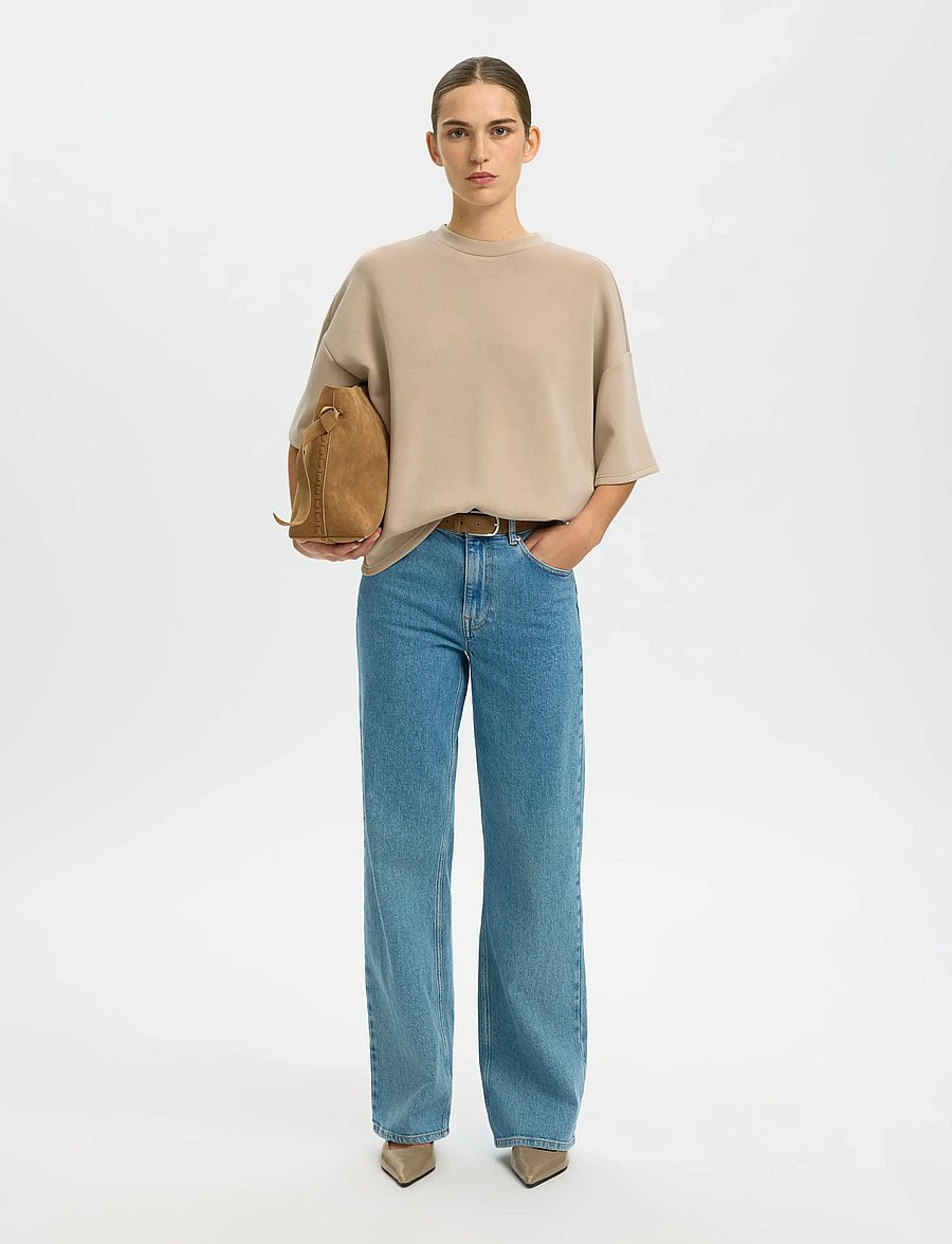 Selected - SLWOVERSIZED TENNY TEE NOOS - t-shirts - pure cashmere - 3