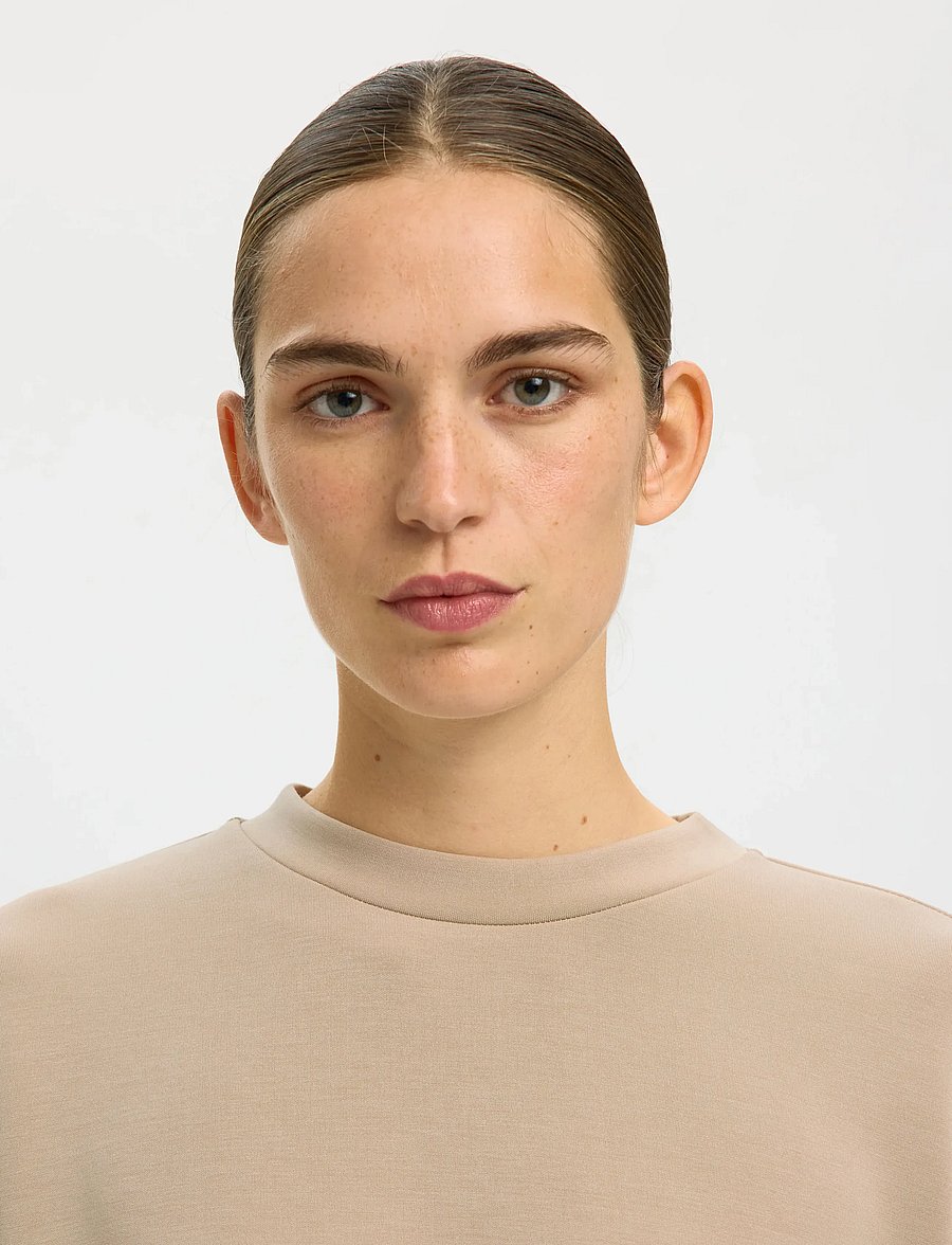 Selected - SLWOVERSIZED TENNY TEE NOOS - t-shirts - pure cashmere - 4