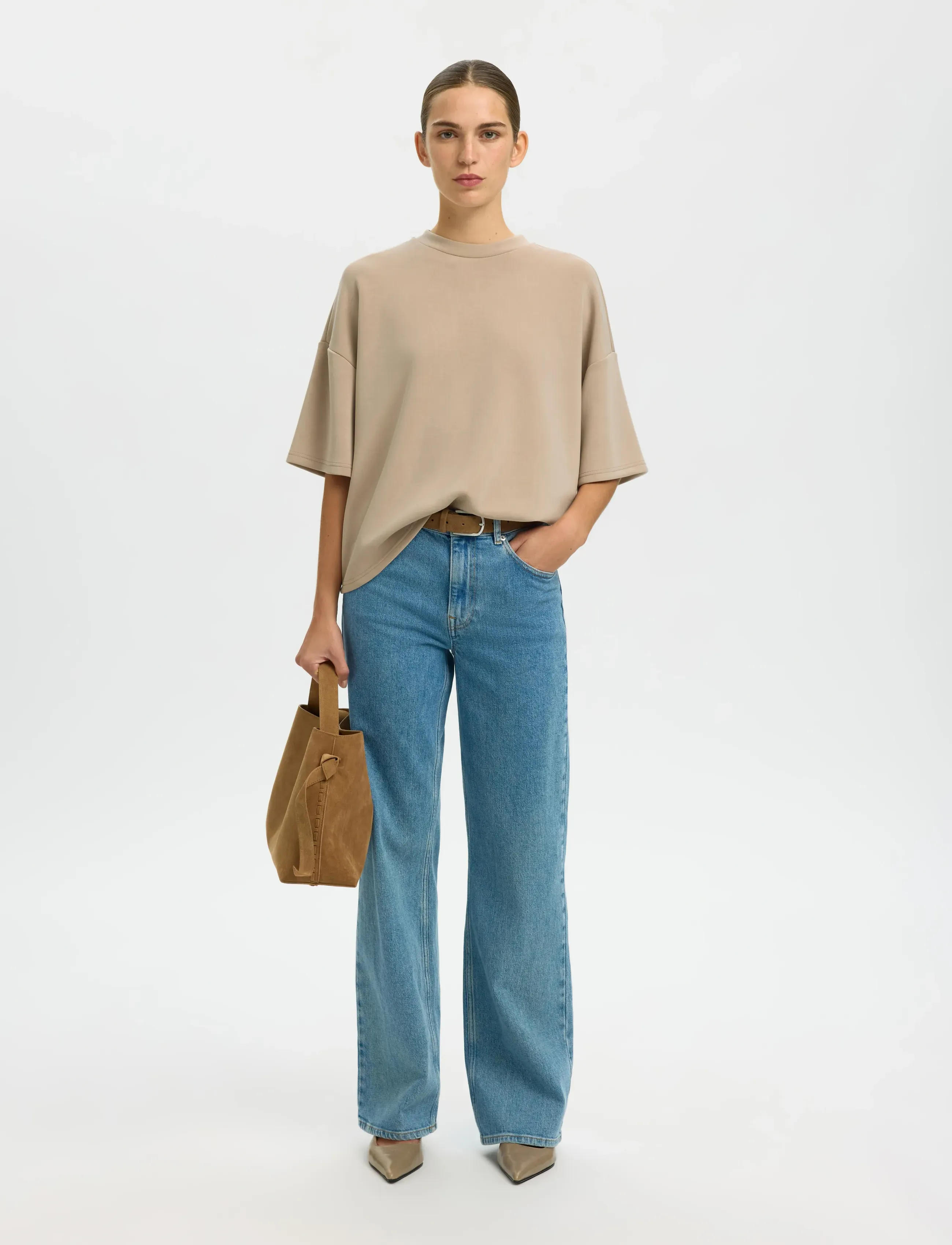 Selected - SLWOVERSIZED TENNY TEE NOOS - t-shirts - pure cashmere - 5