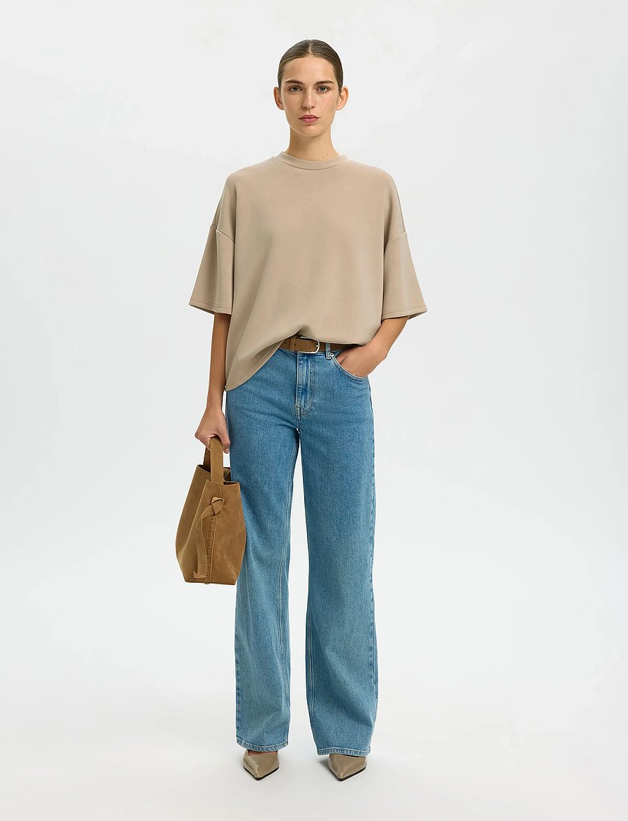 Selected - SLWOVERSIZED TENNY TEE NOOS - t-shirts - pure cashmere - 5