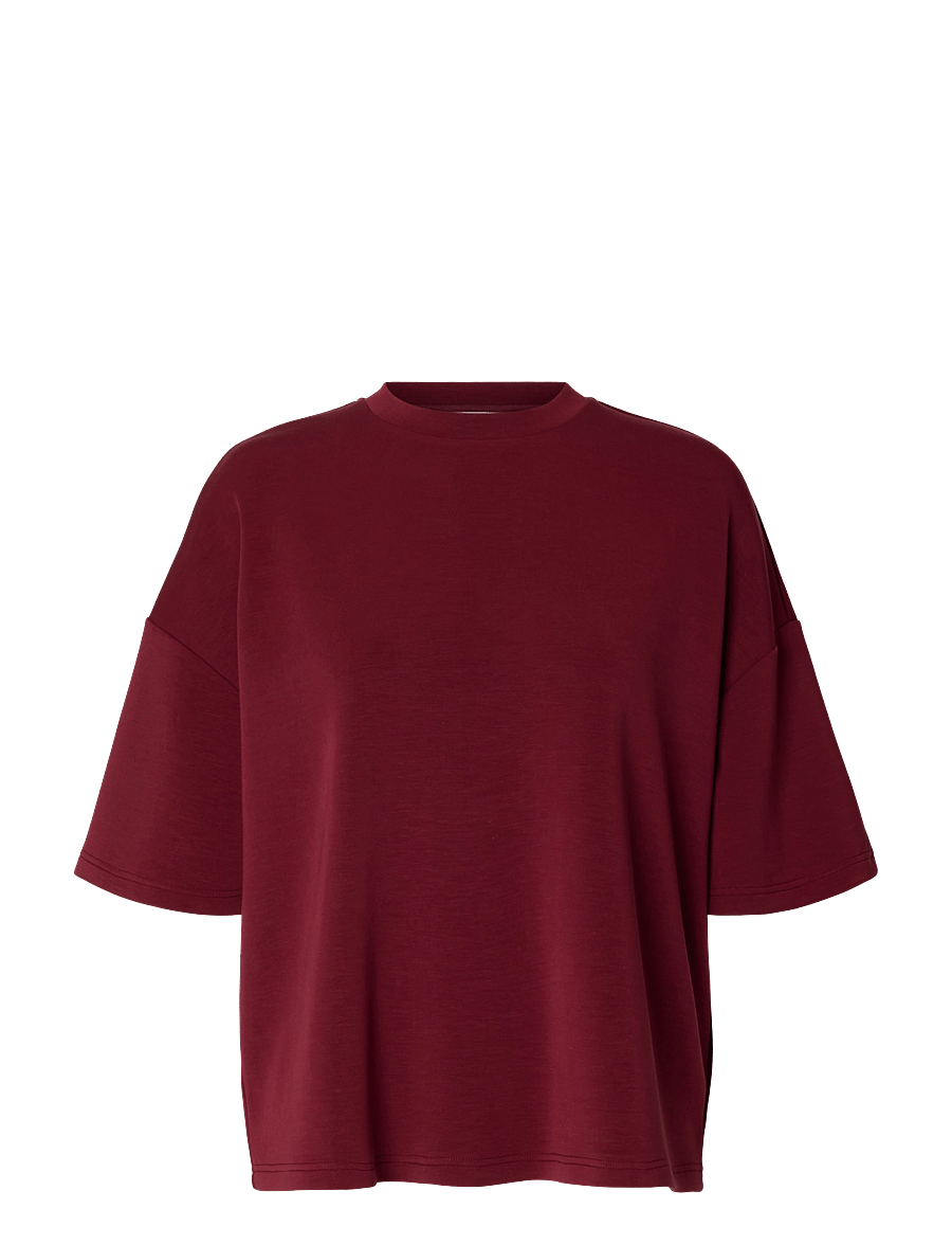 Selected - SLWOVERSIZED TENNY TEE NOOS - t-särgid - tawny port - 1