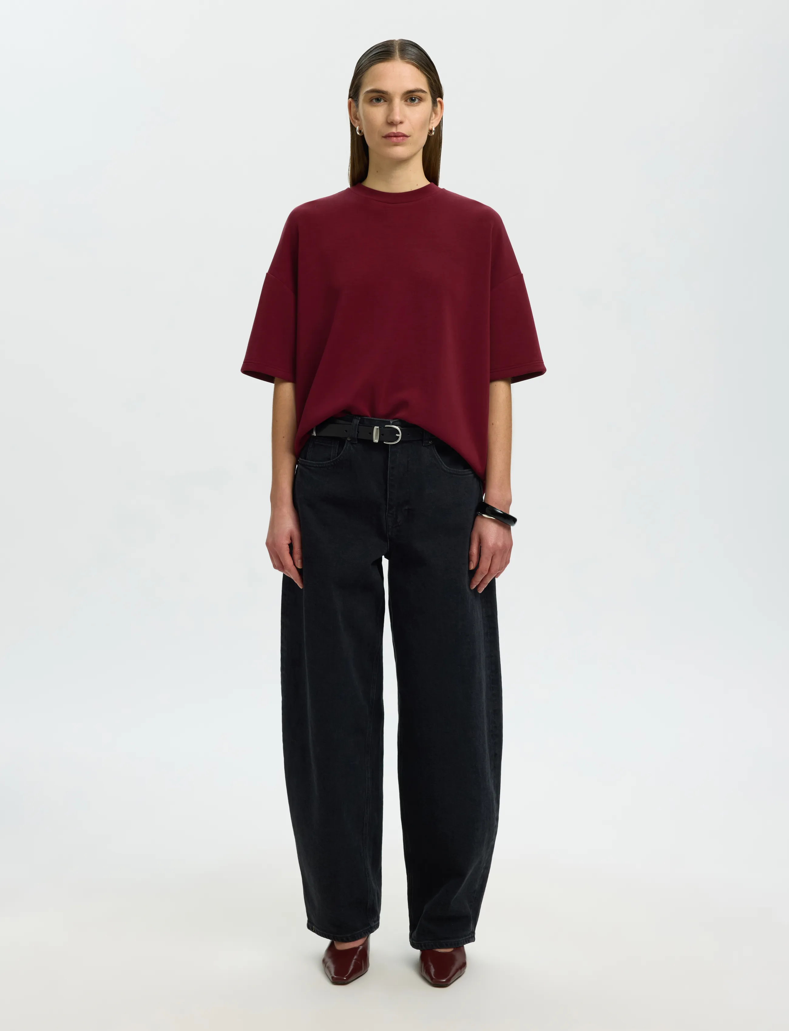 Selected - SLWOVERSIZED TENNY TEE NOOS - t-shirts - tawny port - 3