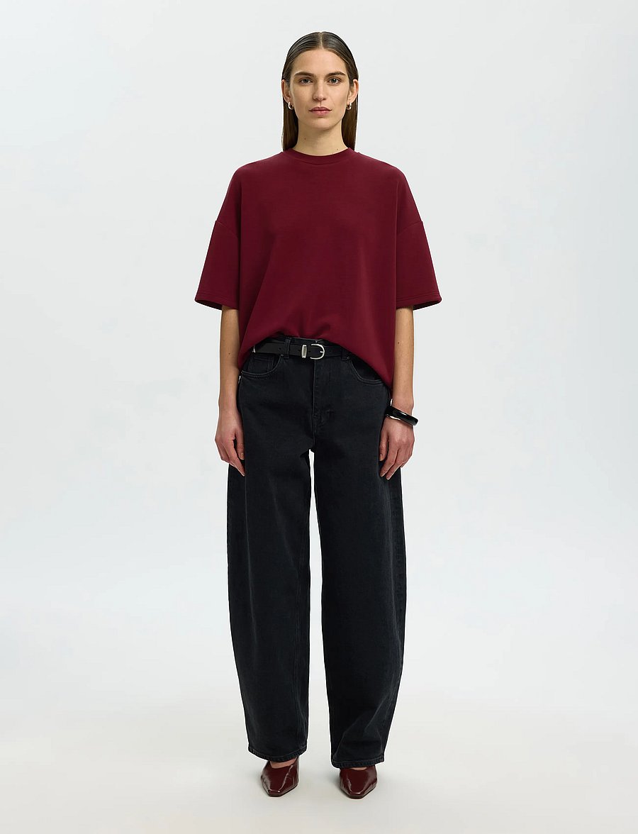 Selected - SLWOVERSIZED TENNY TEE NOOS - t-särgid - tawny port - 3