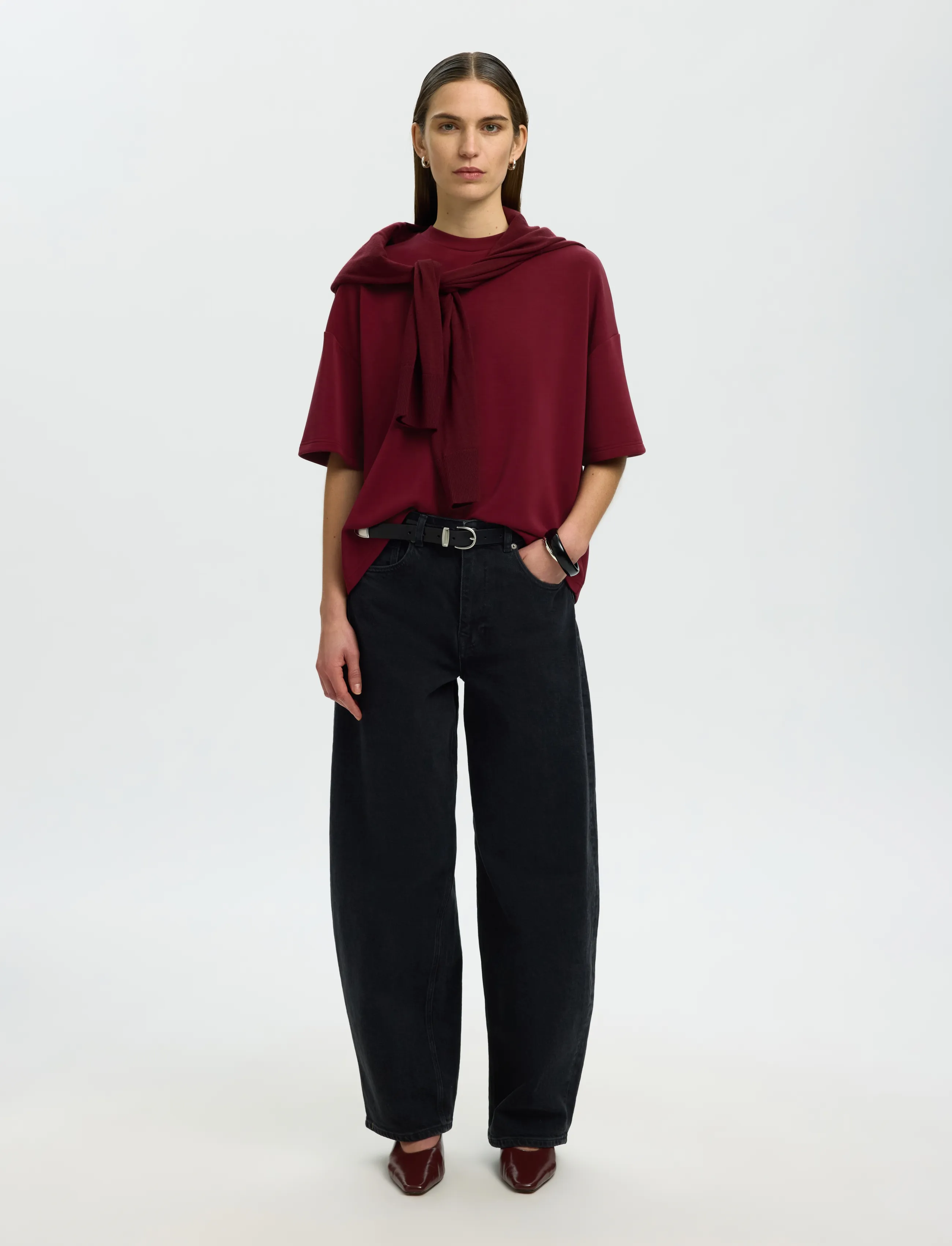 Selected - SLWOVERSIZED TENNY TEE NOOS - t-shirts - tawny port - 5