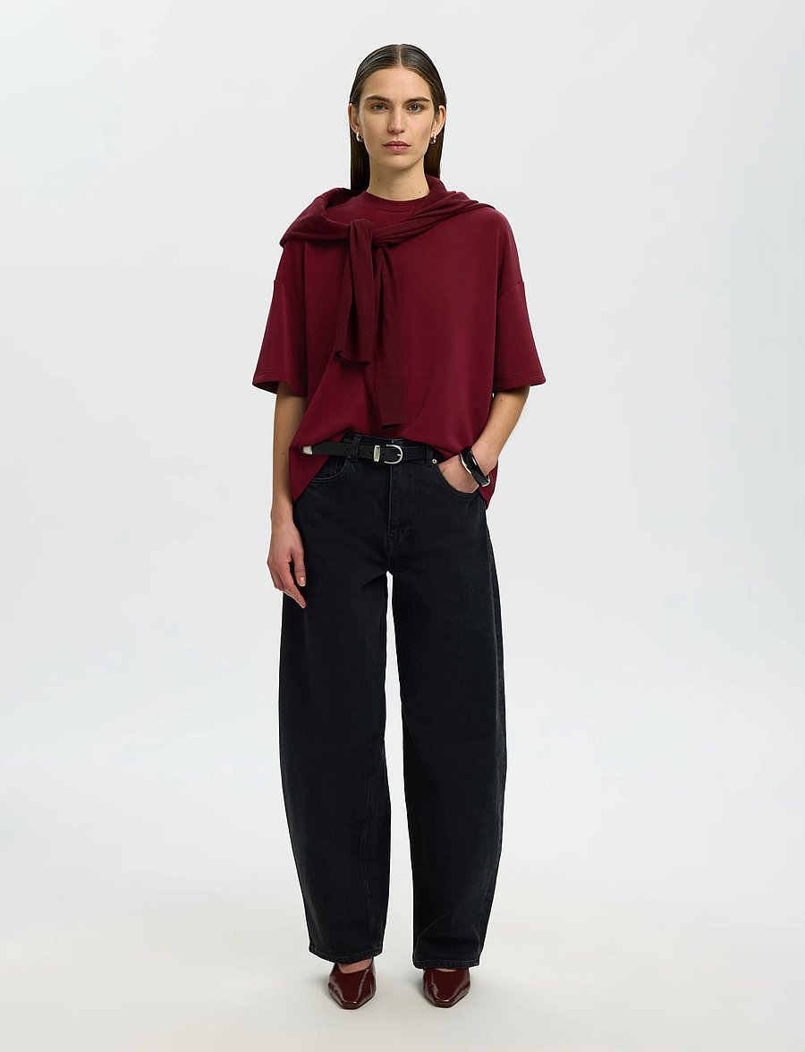 Selected - SLWOVERSIZED TENNY TEE NOOS - t-särgid - tawny port - 5