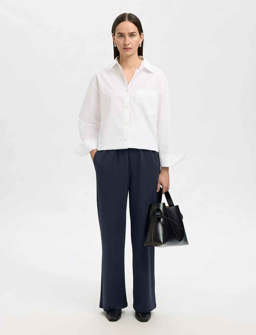 Selected - SLFTENNY RELAXED PANTS - hosen mit weitem bein - dark sapphire - 3