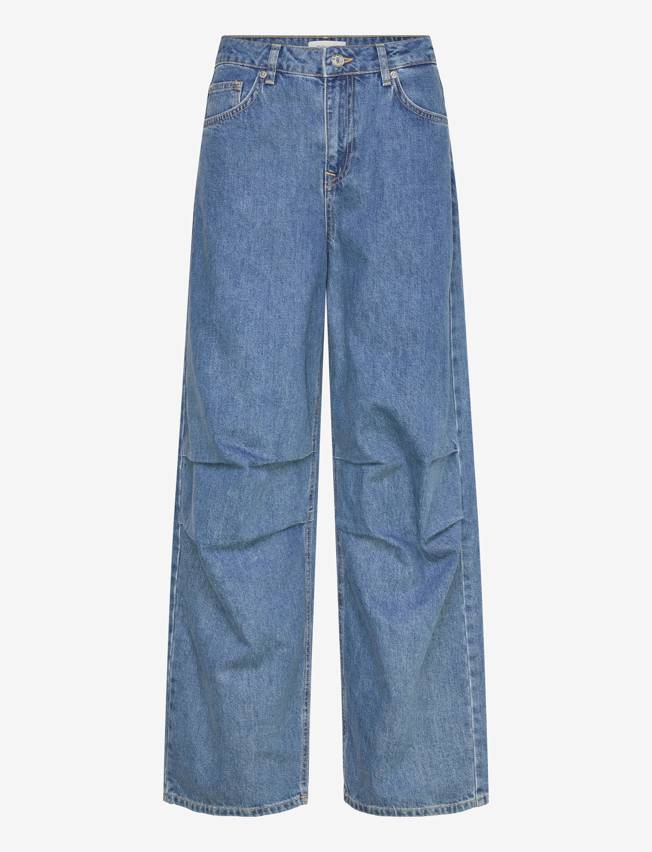 Selected - SLFWIDE AGATHE MW BAGGY PLEATED JEANS - laia säärega teksad - medium blue denim - 0