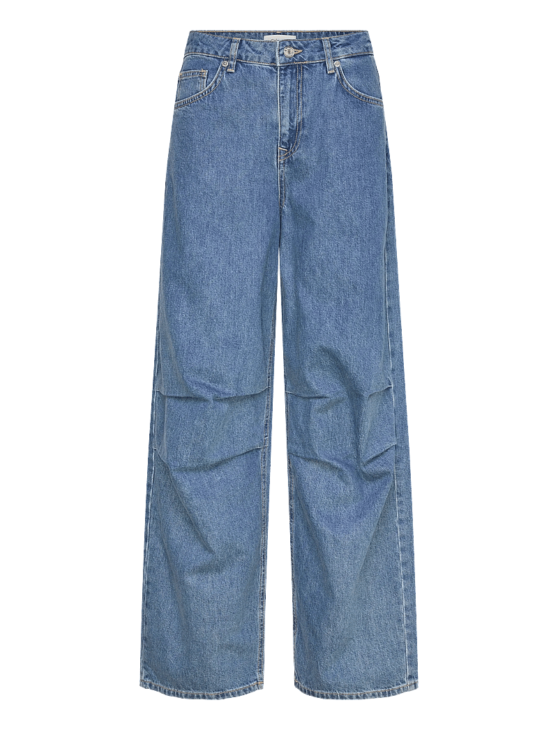 Selected - SLFWIDE AGATHE MW BAGGY PLEATED JEANS - laia säärega teksad - medium blue denim - 0