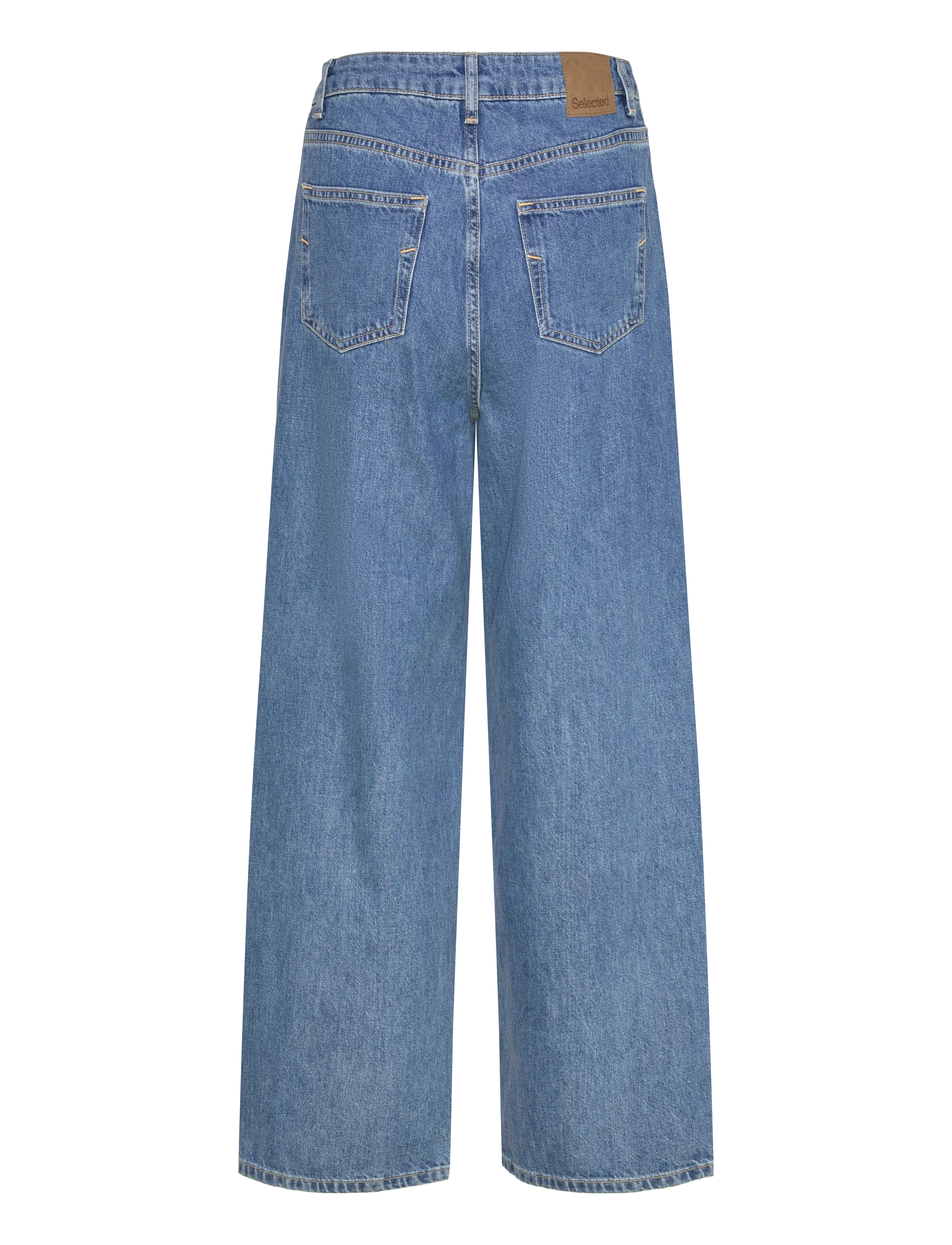 Selected - SLFWIDE AGATHE MW BAGGY PLEATED JEANS - brede jeans - medium blue denim - 1