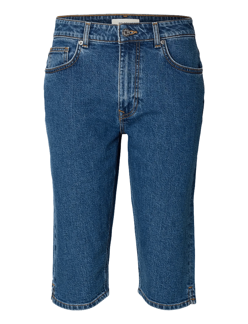 Selected - SLFEVA MW DENIM CAPRI - capri byxor - medium blue denim - 1