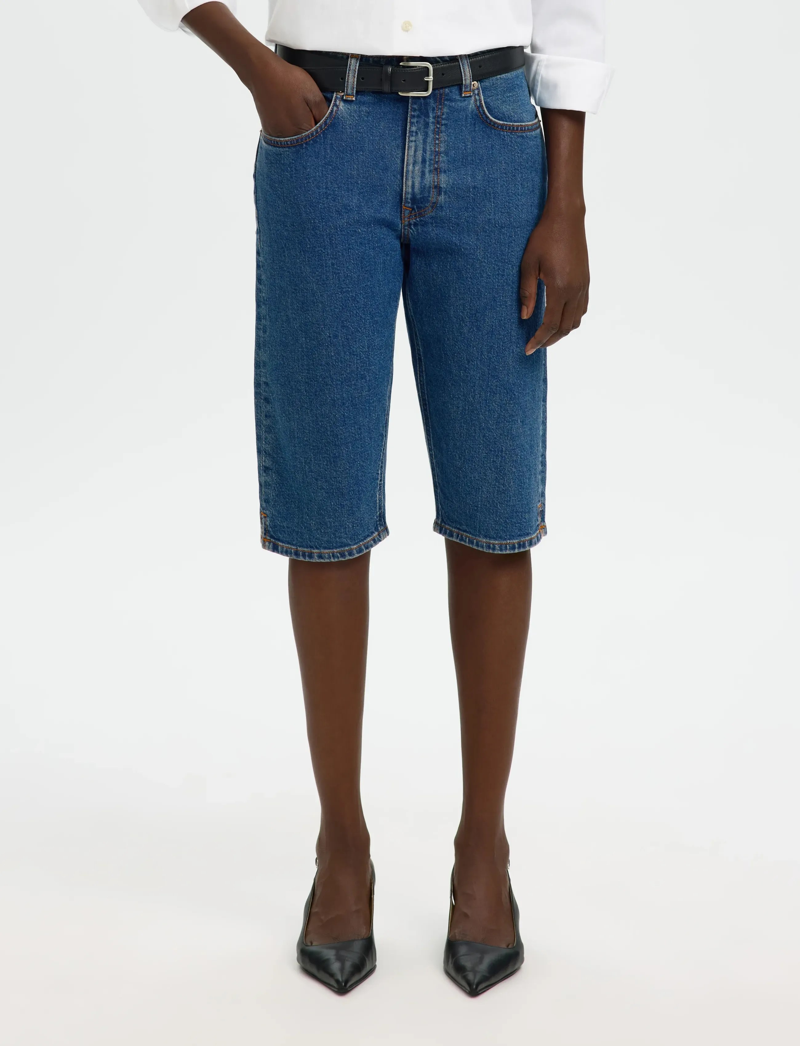 Selected SLFEVA MW DENIM CAPRI - Püksid - MEDIUM BLUE DENIM / blue