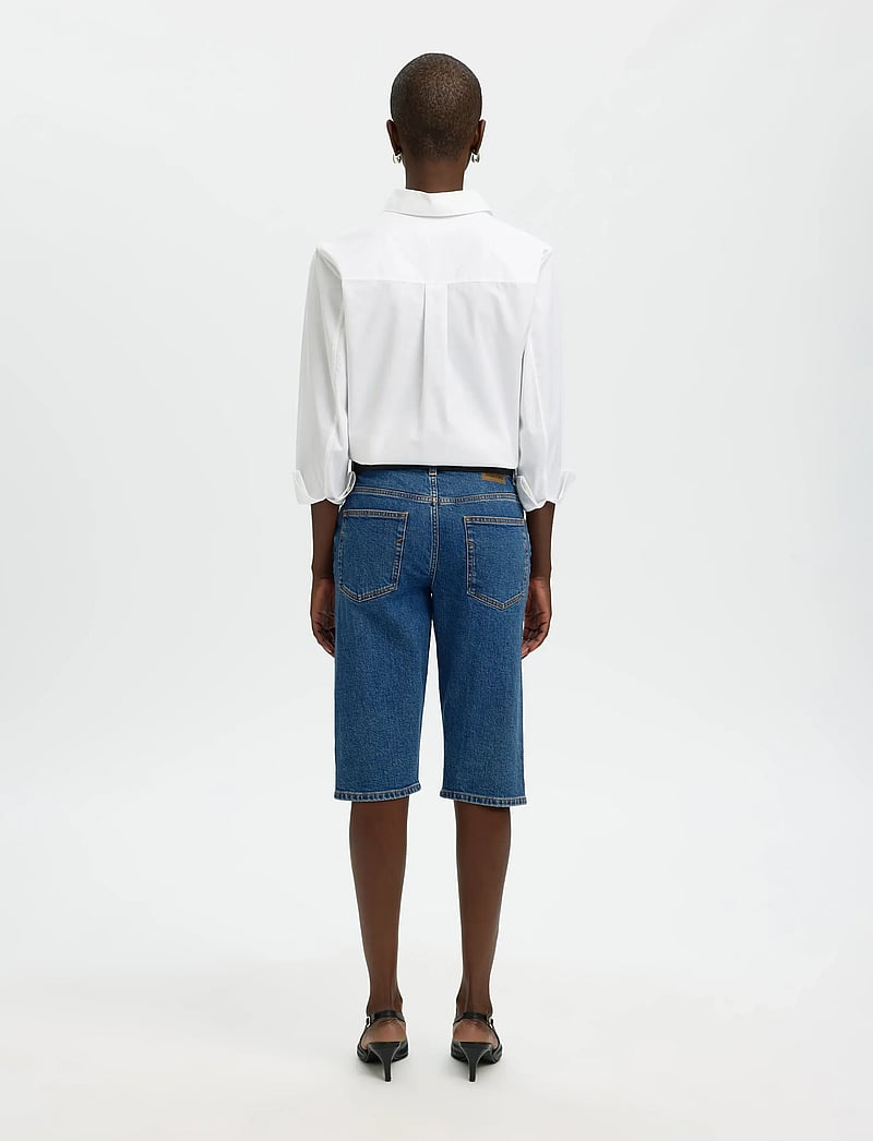 Selected - SLFEVA MW DENIM CAPRI - capri byxor - medium blue denim - 2
