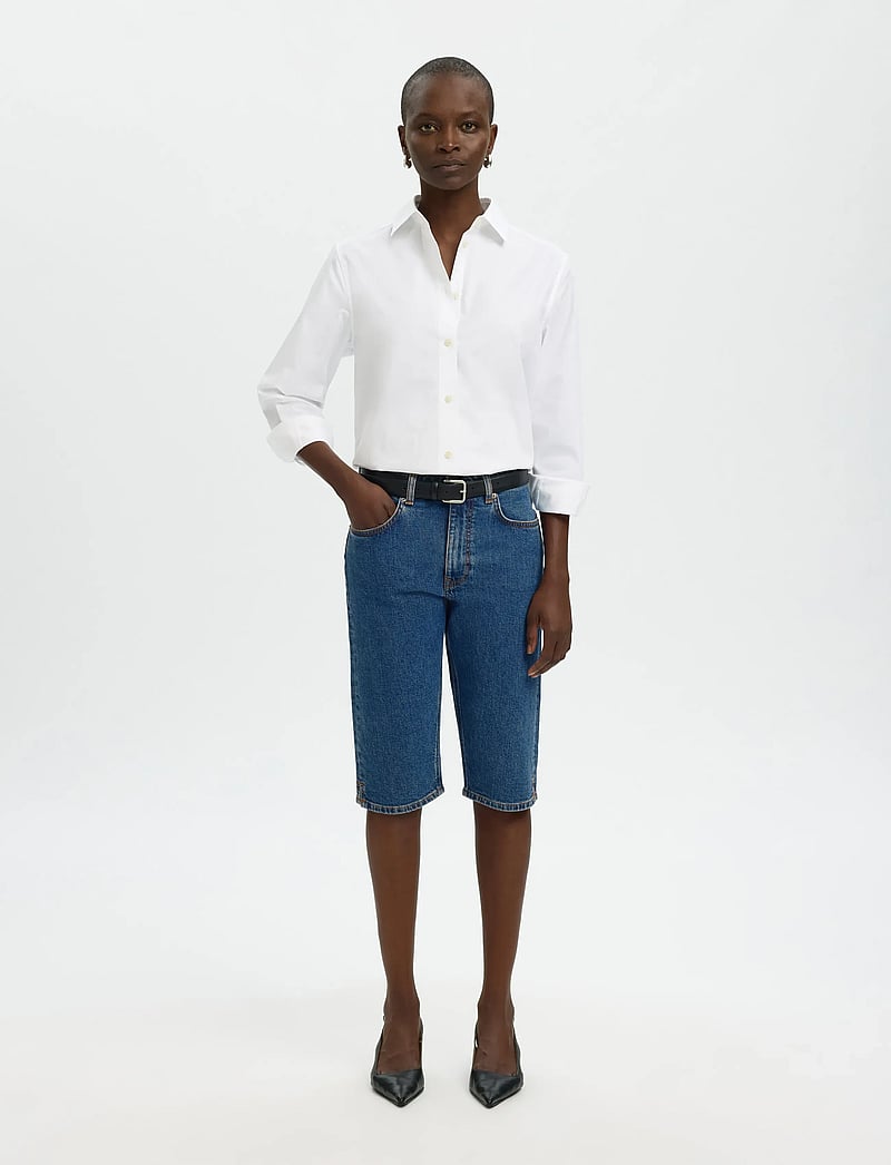 Selected - SLFEVA MW DENIM CAPRI - capri byxor - medium blue denim - 3