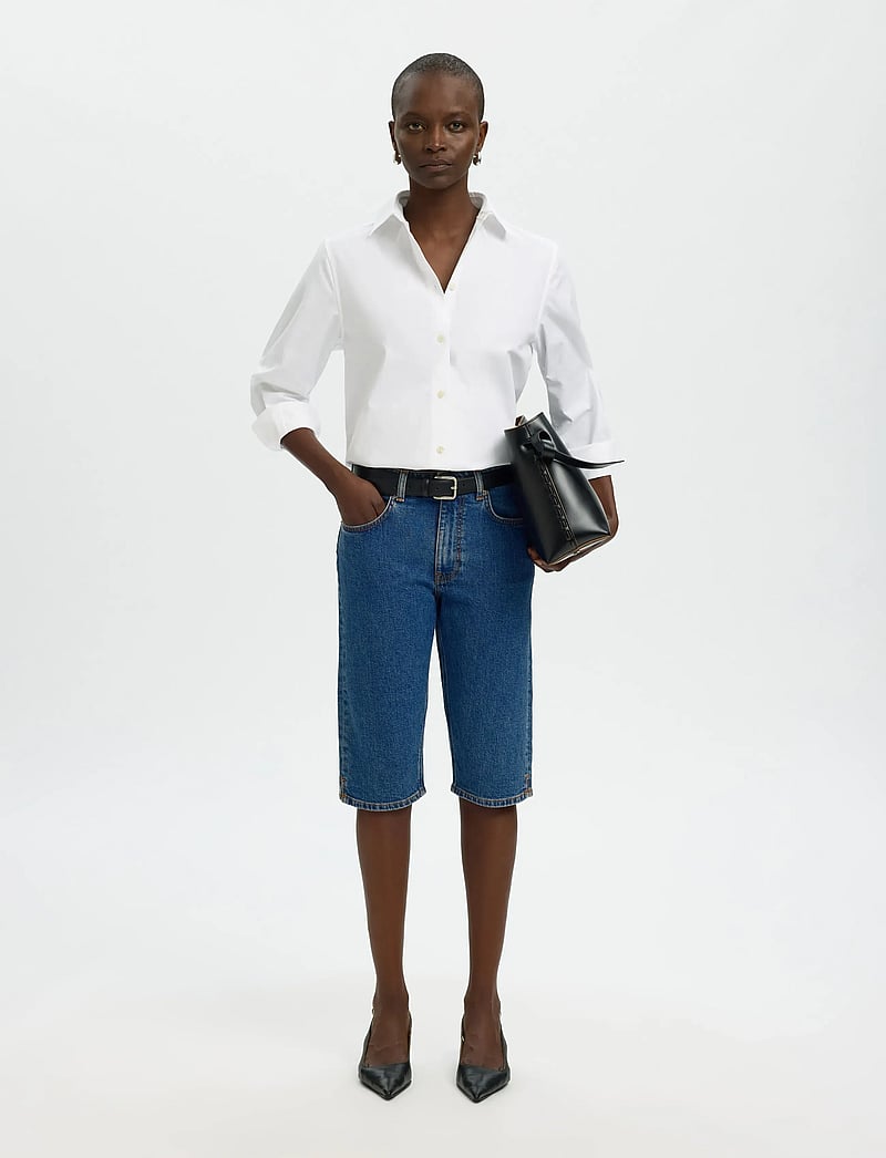 Selected - SLFEVA MW DENIM CAPRI - capri byxor - medium blue denim - 5