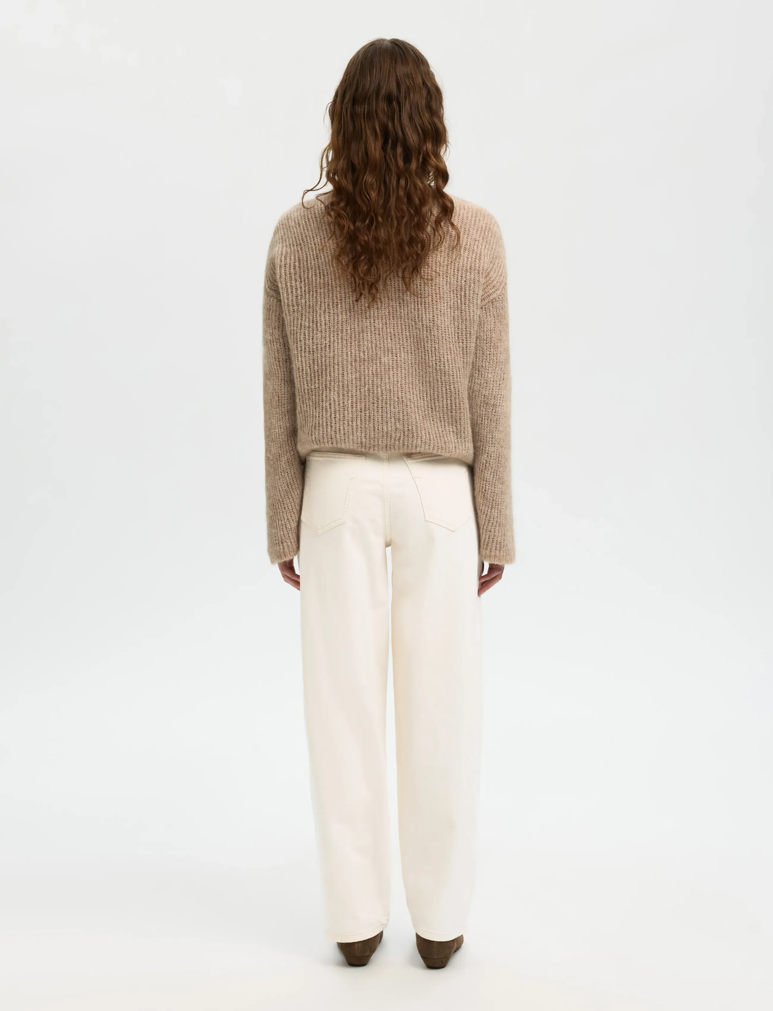 Selected - SLFBARREL EBBA HW JEANS - barrel jeans - egret - 2