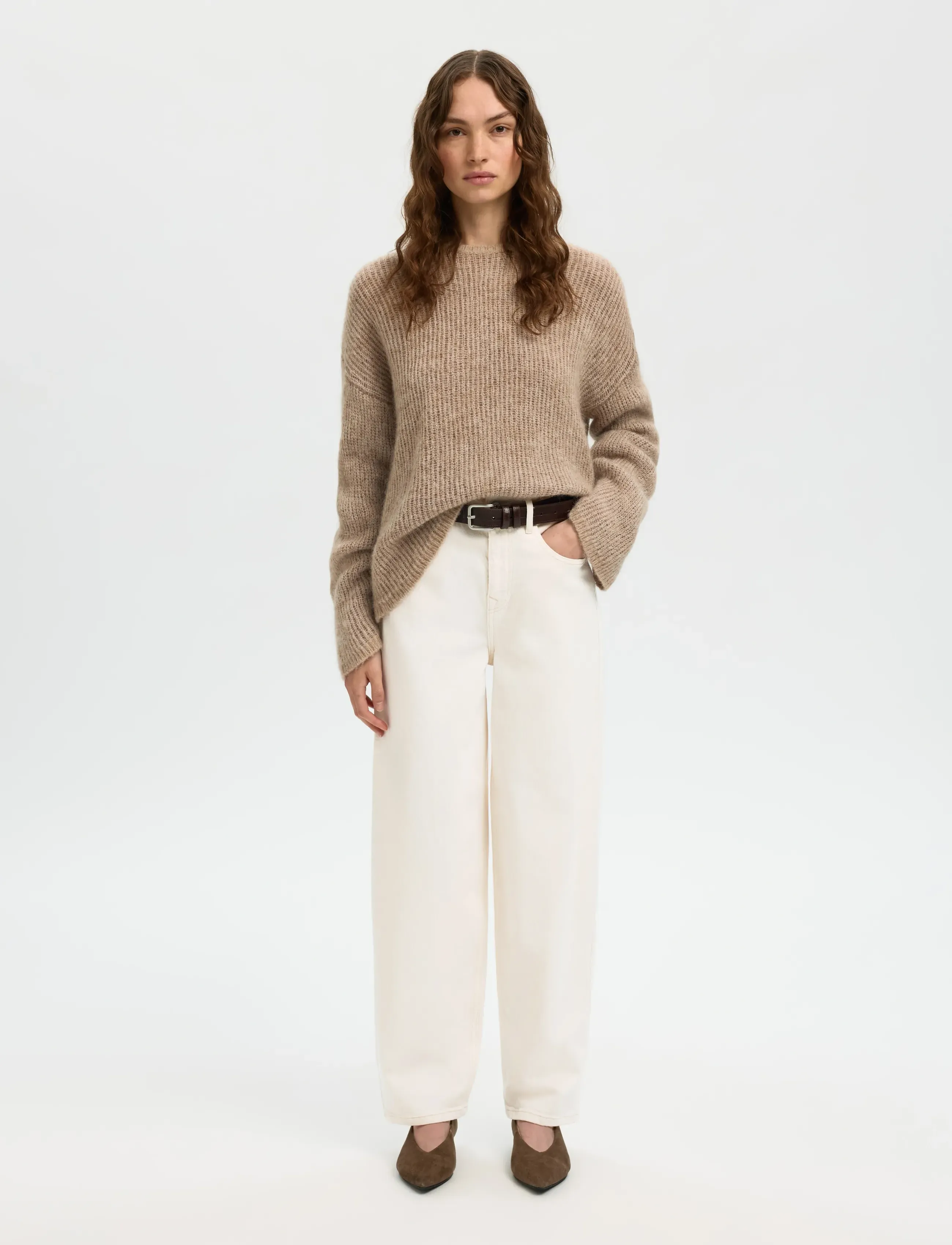 Selected - SLFBARREL EBBA HW JEANS - barrel jeans - egret - 3