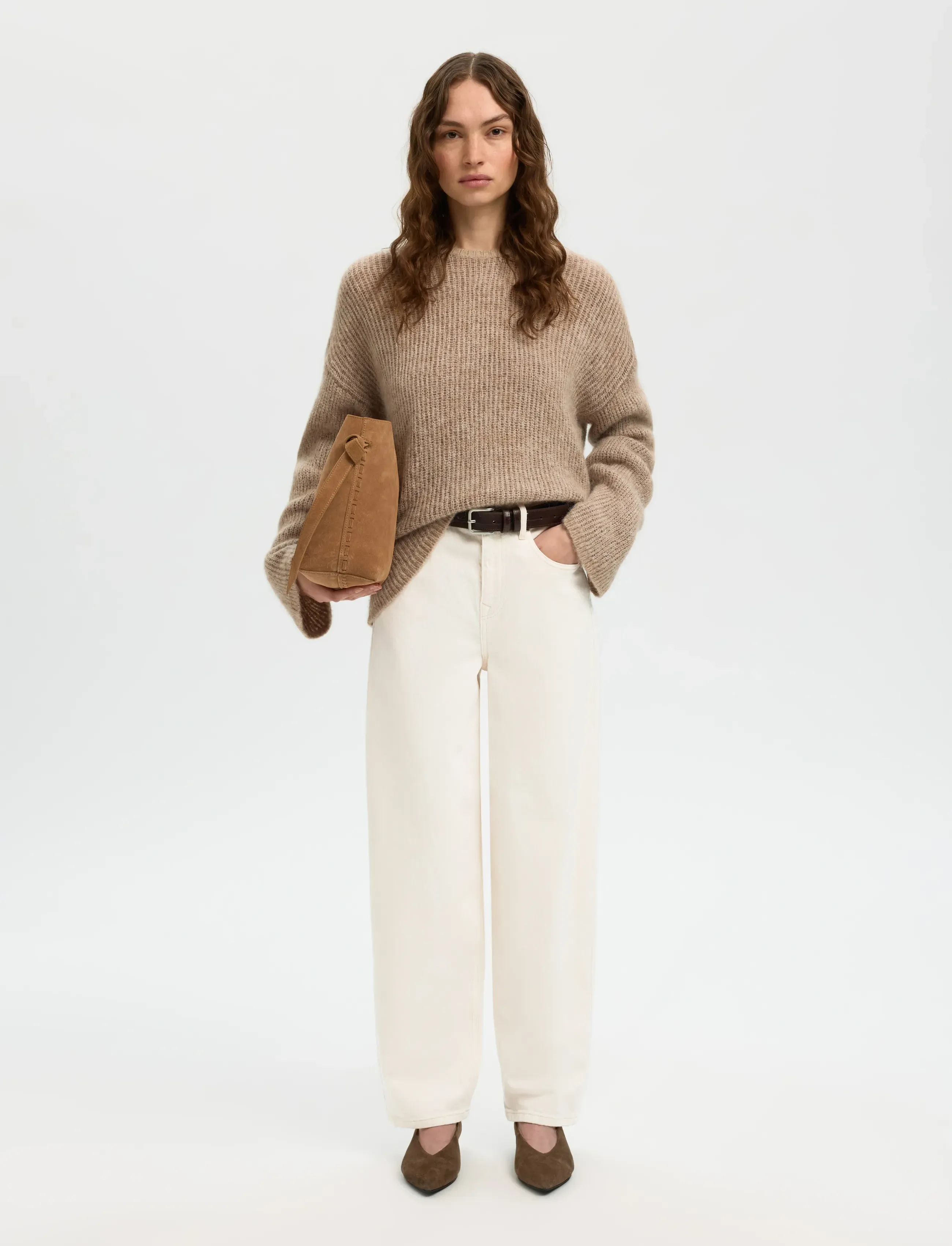 Selected - SLFBARREL EBBA HW JEANS - barrel jeans - egret - 5