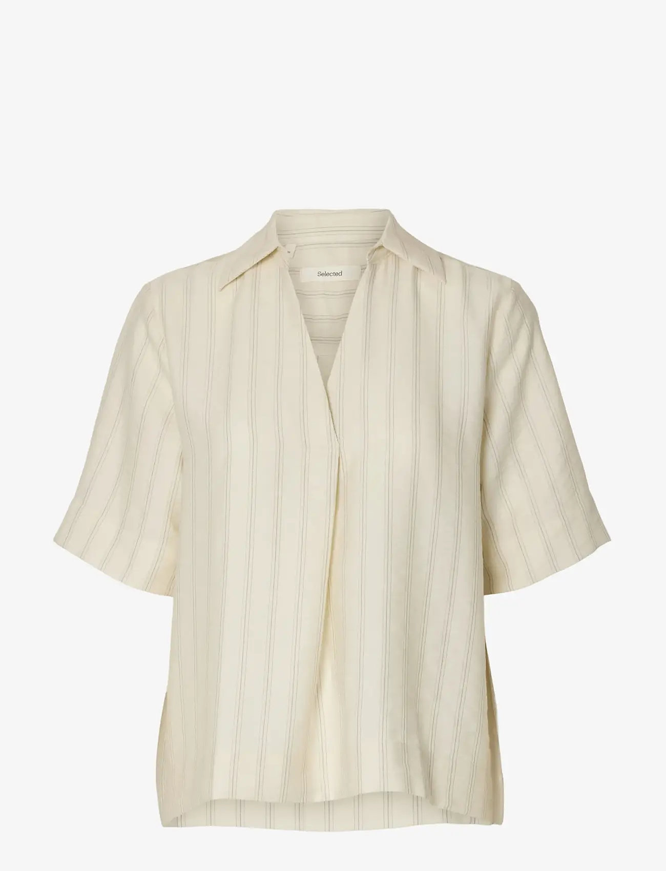 Selected - SLFMARIE 2/4 TOP B - short-sleeved blouses - egret - 1