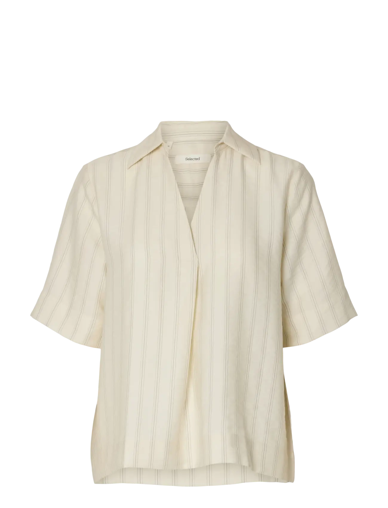 Selected SLFMARIE 2/4 TOP B - Kortærmede bluser - EGRET / cream