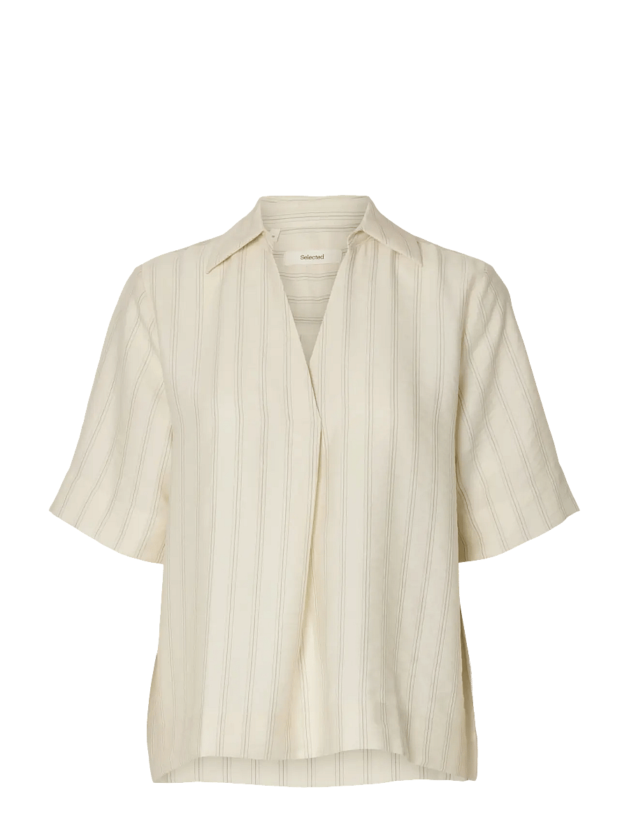 Selected - SLFMARIE 2/4 TOP B - lyhythihaiset puserot - egret - 1