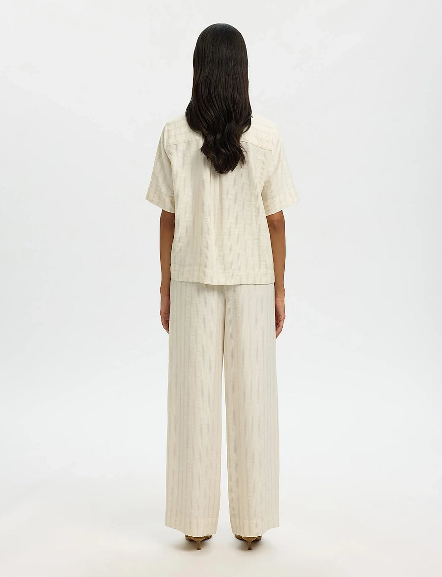 Selected - SLFMARIE 2/4 TOP B - lyhythihaiset puserot - egret - 2