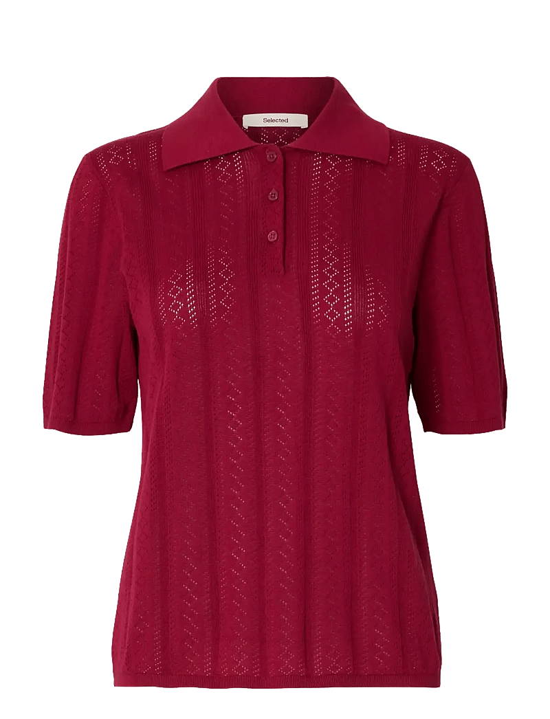 Selected - SLFTOLEDO STRUCTURE 2/4 KNIT POLO NECK - sviitrid - anemone - 1