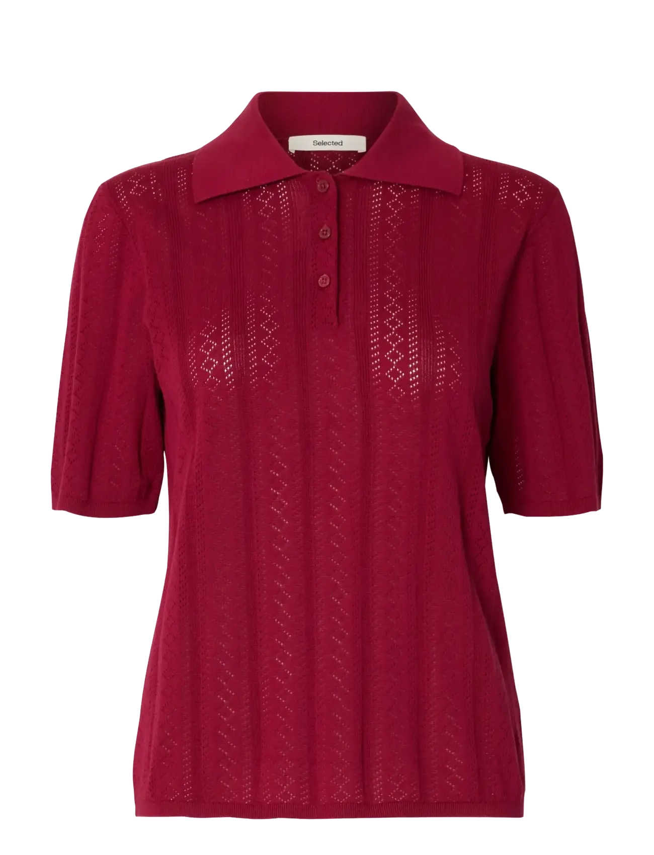 Selected SLFTOLEDO STRUCTURE 2/4 KNIT POLO NECK - Transitional Layering - ANEMONE / burgundy