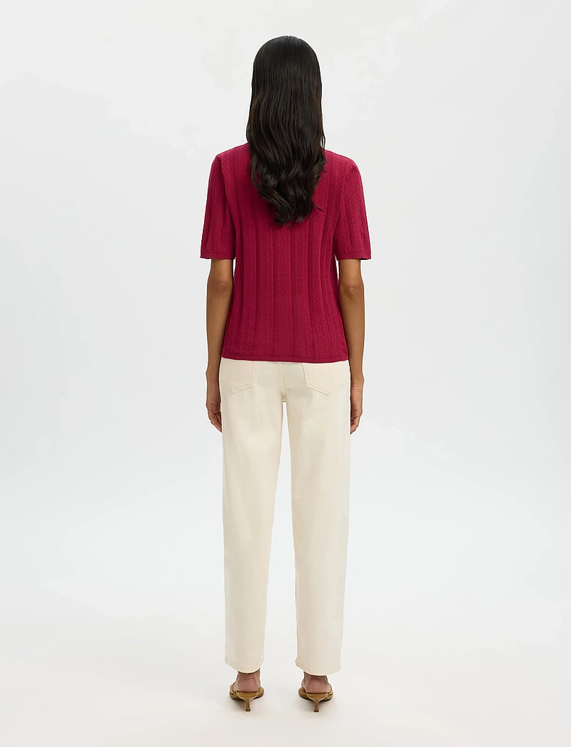 Selected - SLFTOLEDO STRUCTURE 2/4 KNIT POLO NECK - sviitrid - anemone - 2