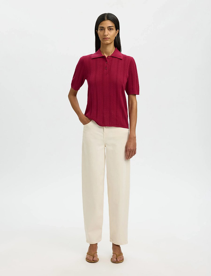 Selected - SLFTOLEDO STRUCTURE 2/4 KNIT POLO NECK - jumpers - anemone - 3