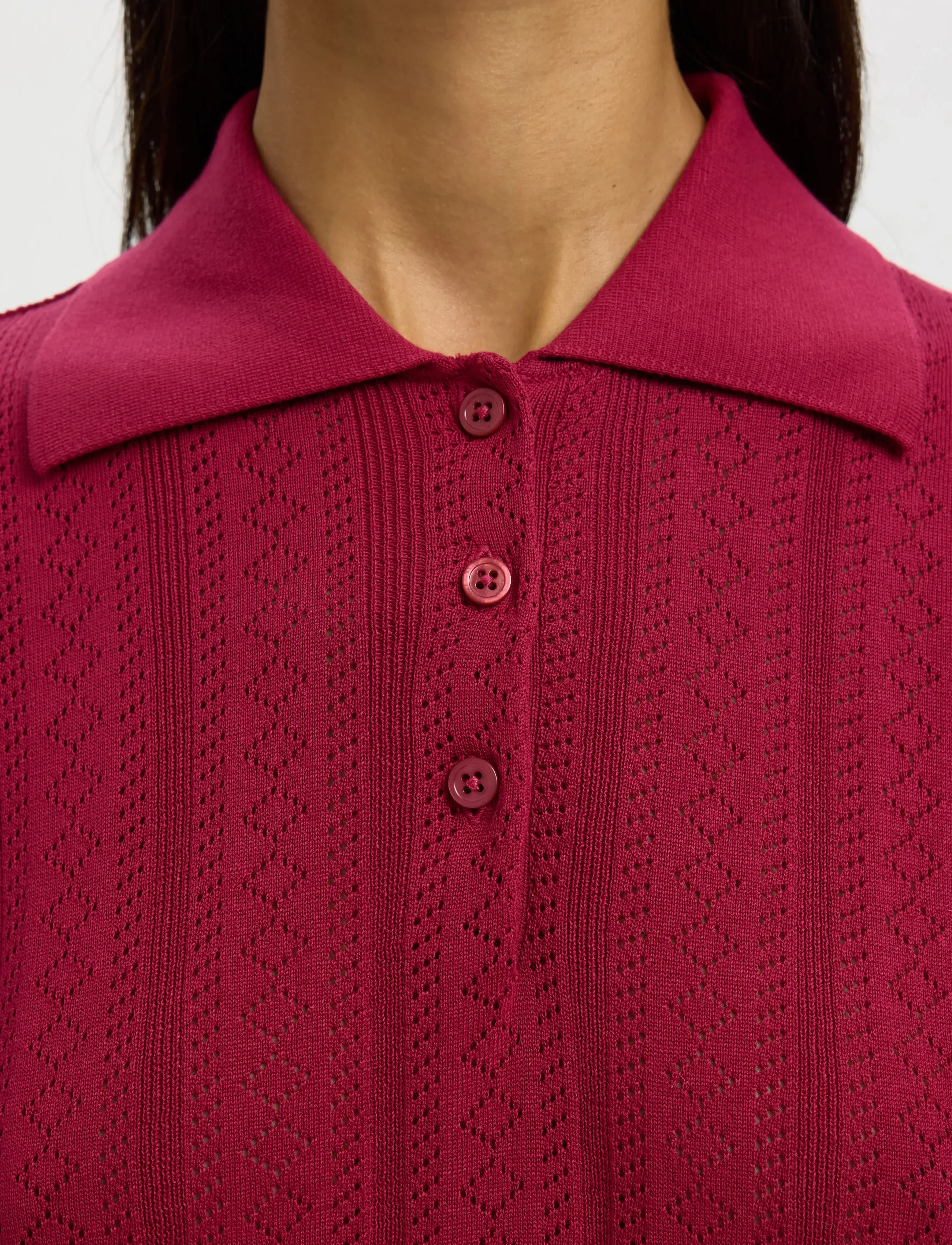 Selected - SLFTOLEDO STRUCTURE 2/4 KNIT POLO NECK - pullover - anemone - 4